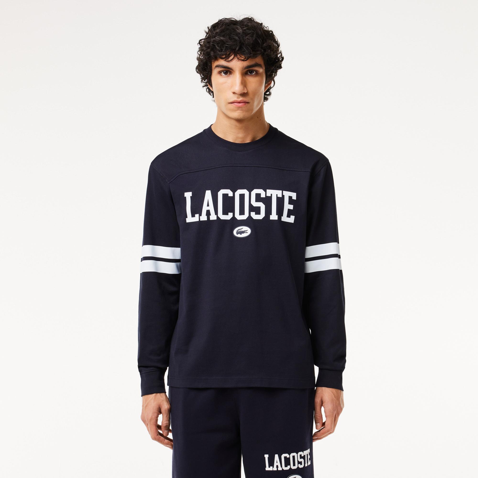 Erkek Classic Fit Uzun Kollu Bisiklet Yaka Baskılı Siyah Sweatshirt
