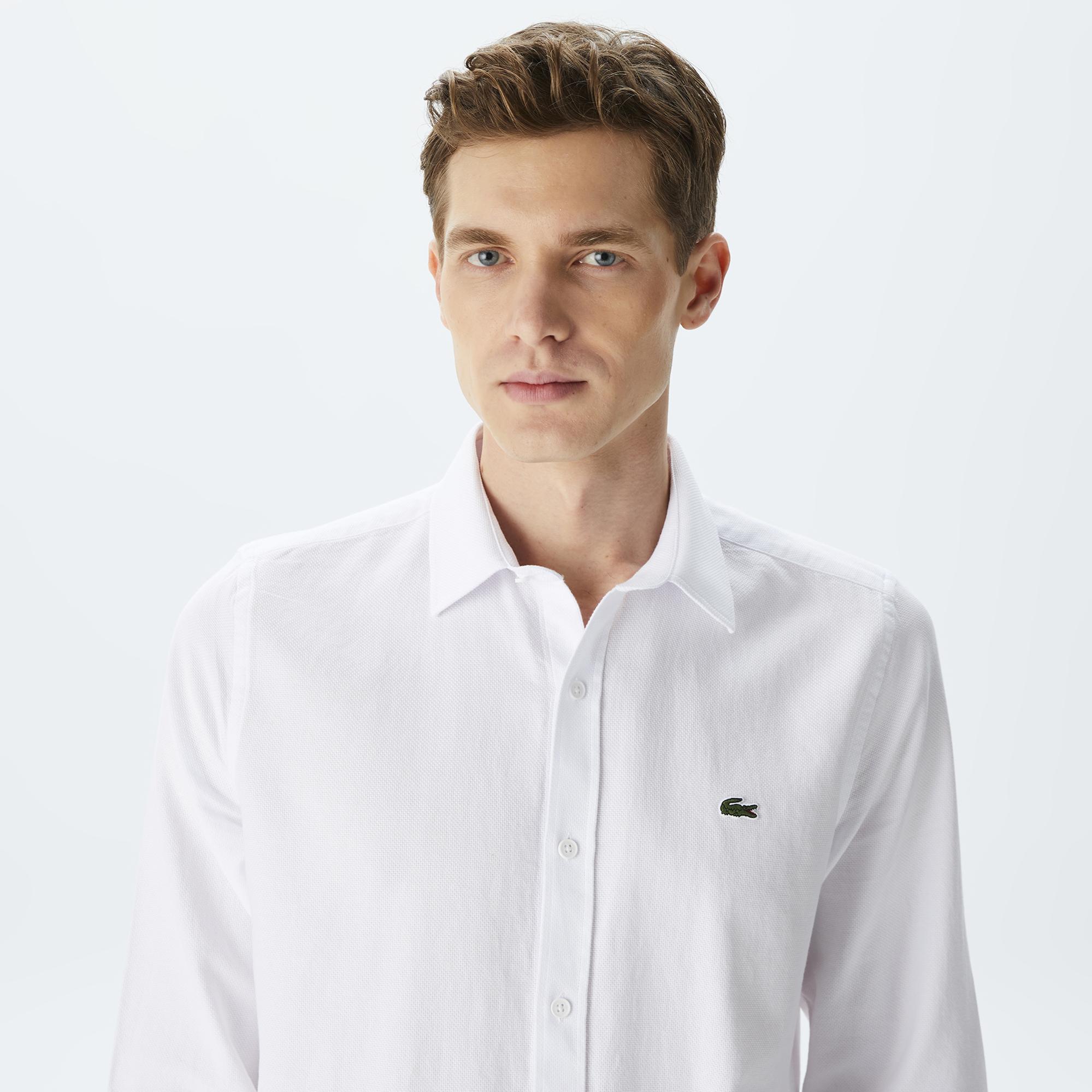 Erkek Slim Fit Beyaz Gömlek