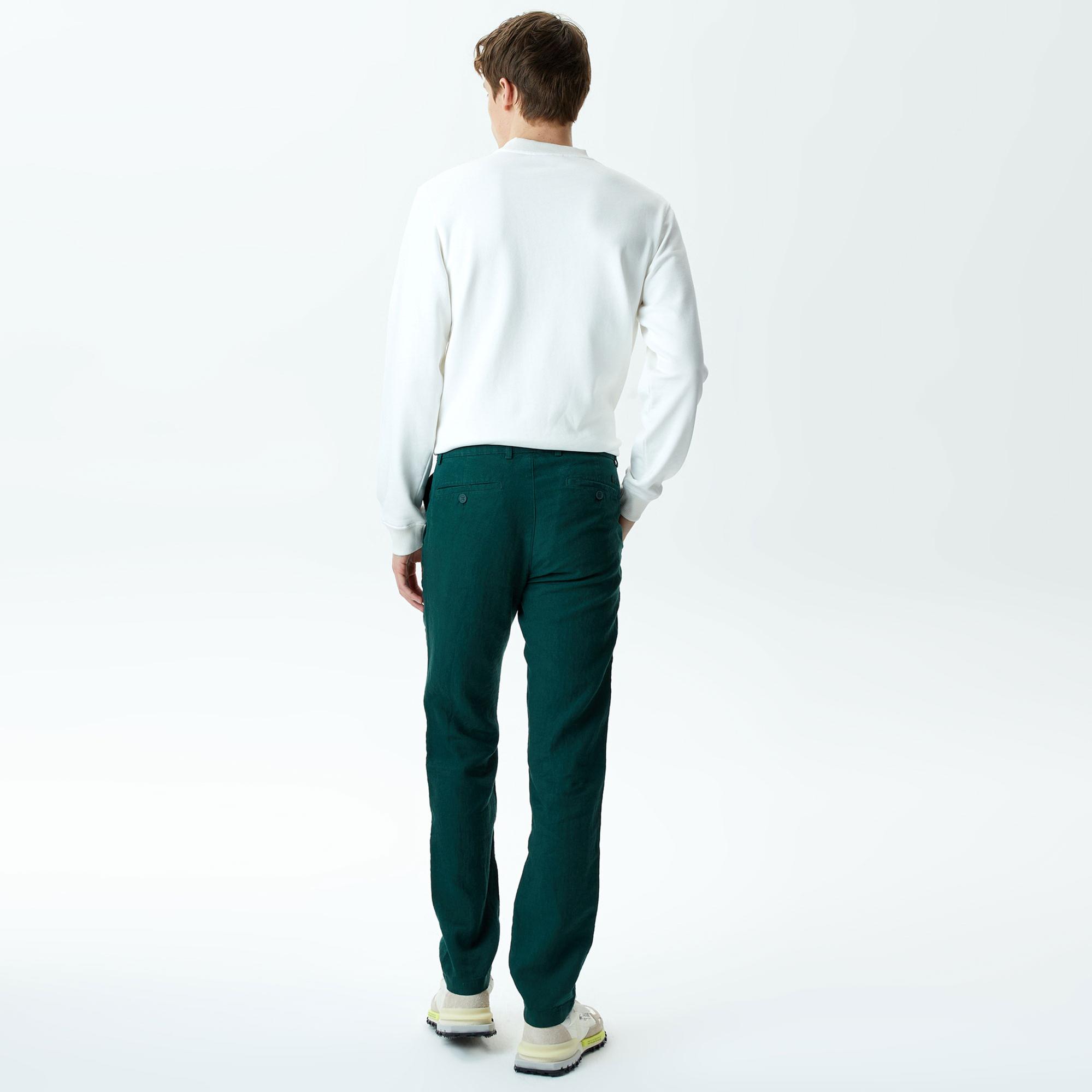 Erkek Slim Fit Chino Yeşil Pantolon