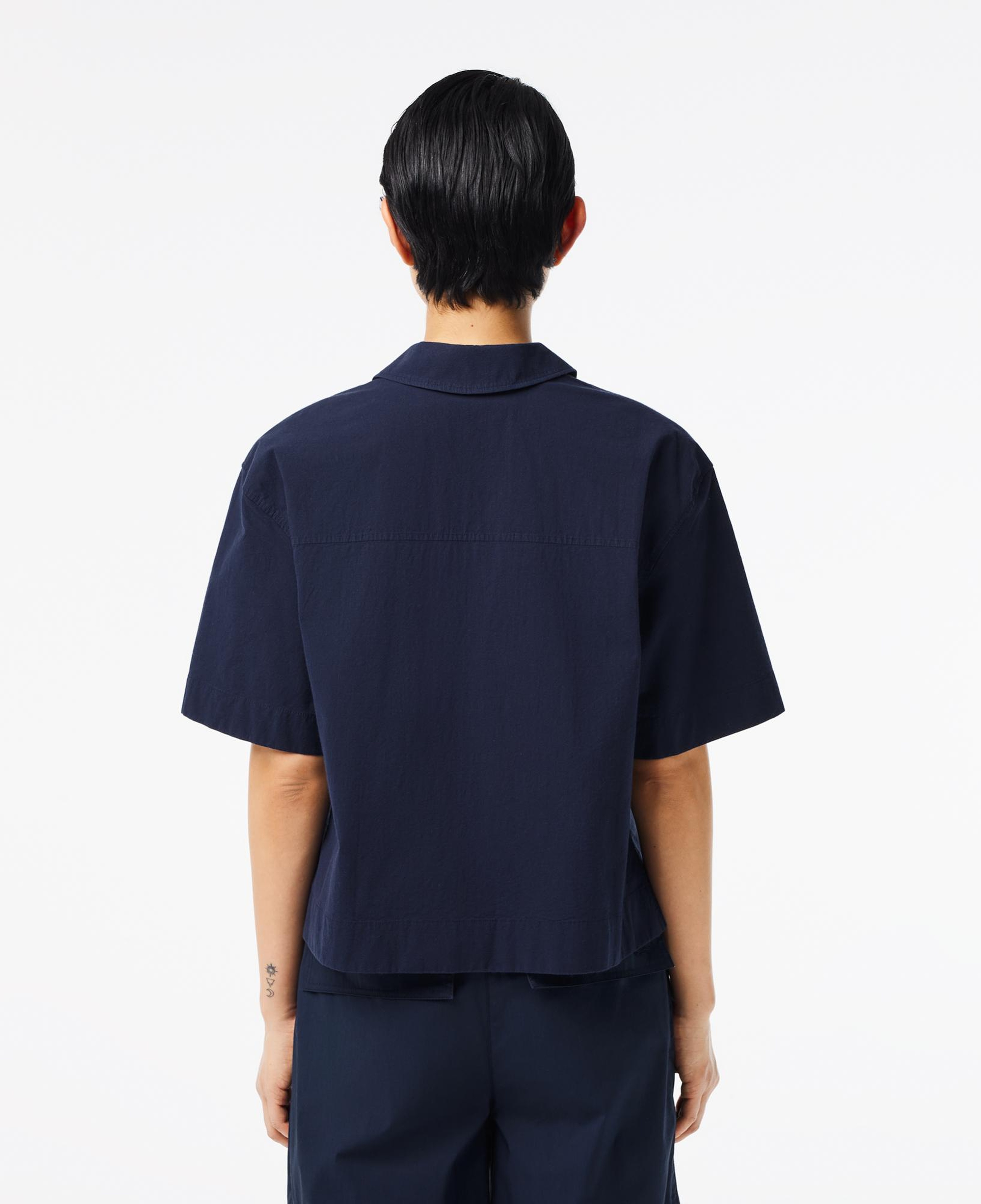 Kadın Relaxed Fit Kısa Kollu Lacivert Gömlek