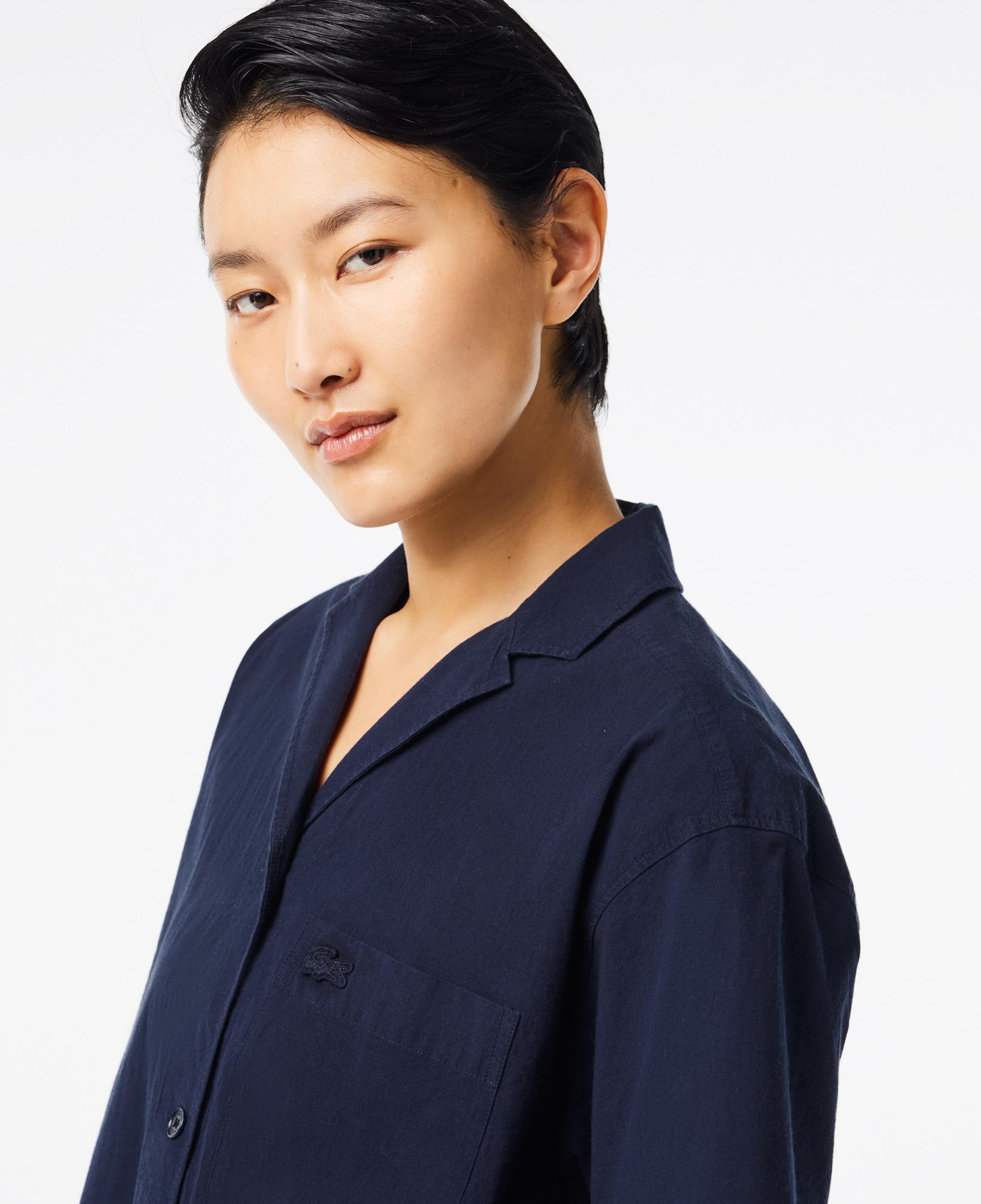 Kadın Relaxed Fit Kısa Kollu Lacivert Gömlek