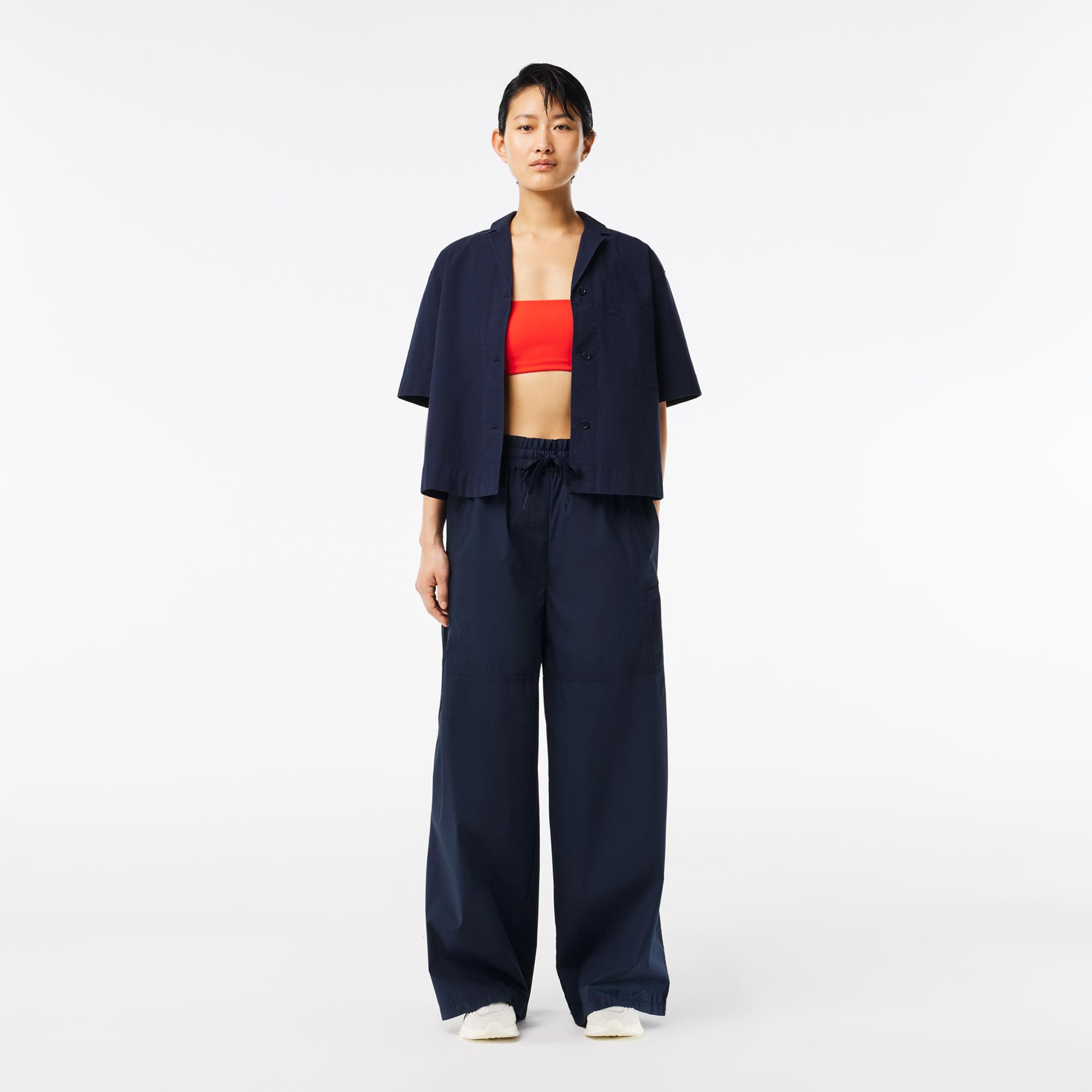 Kadın Relaxed Fit Kısa Kollu Lacivert Gömlek