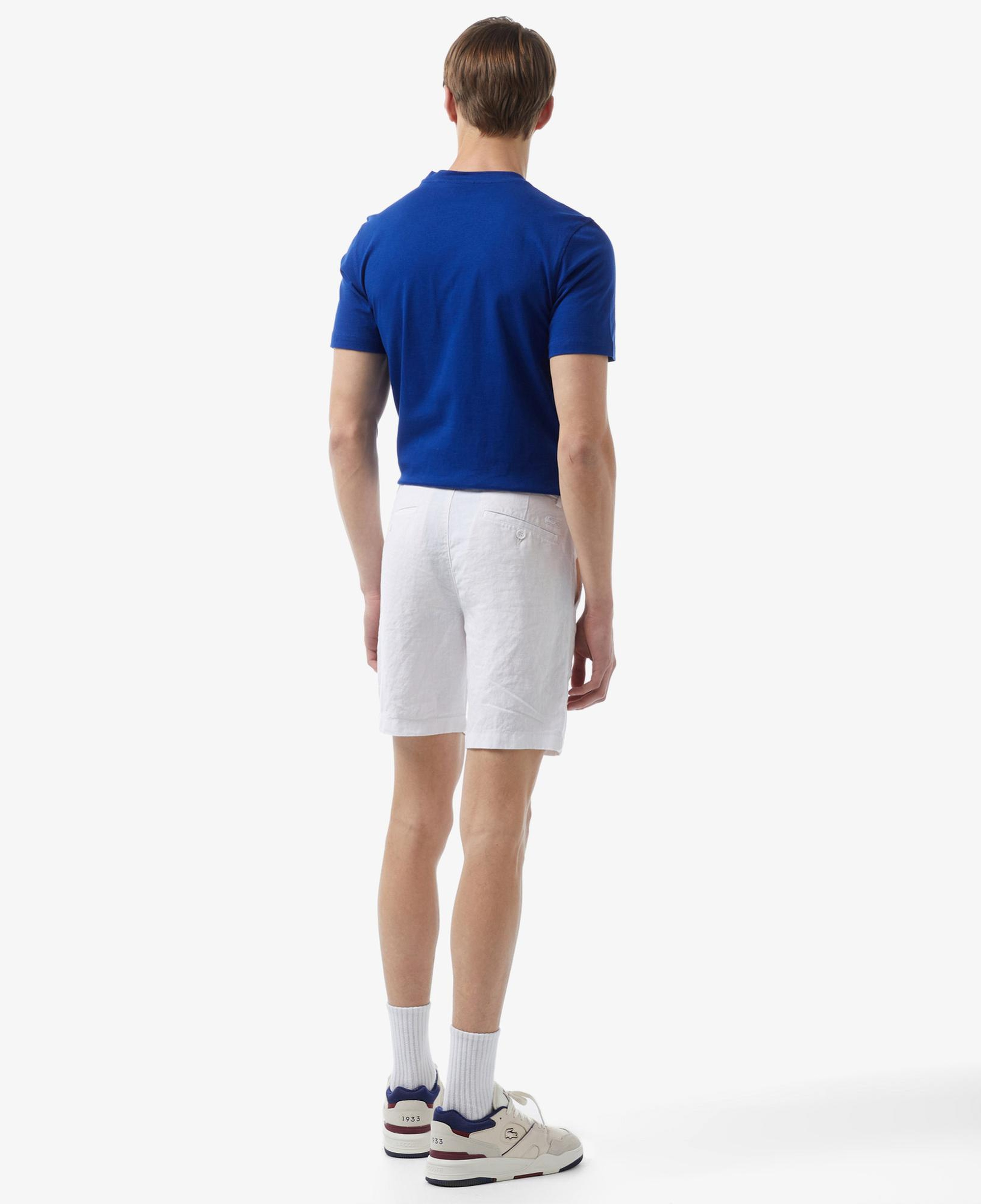 Erkek Slim Fit Keten Beyaz Bermuda