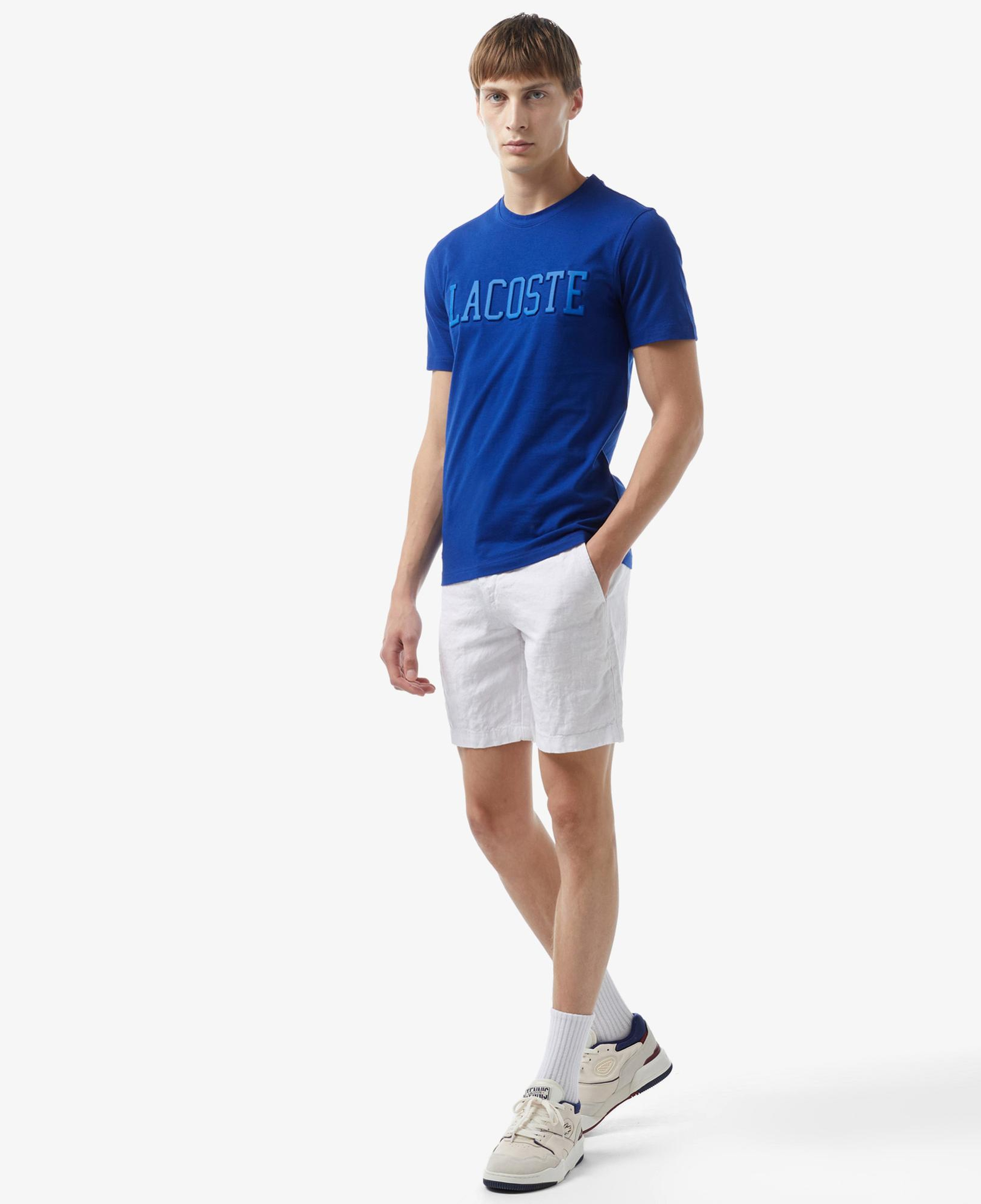 Erkek Slim Fit Keten Beyaz Bermuda