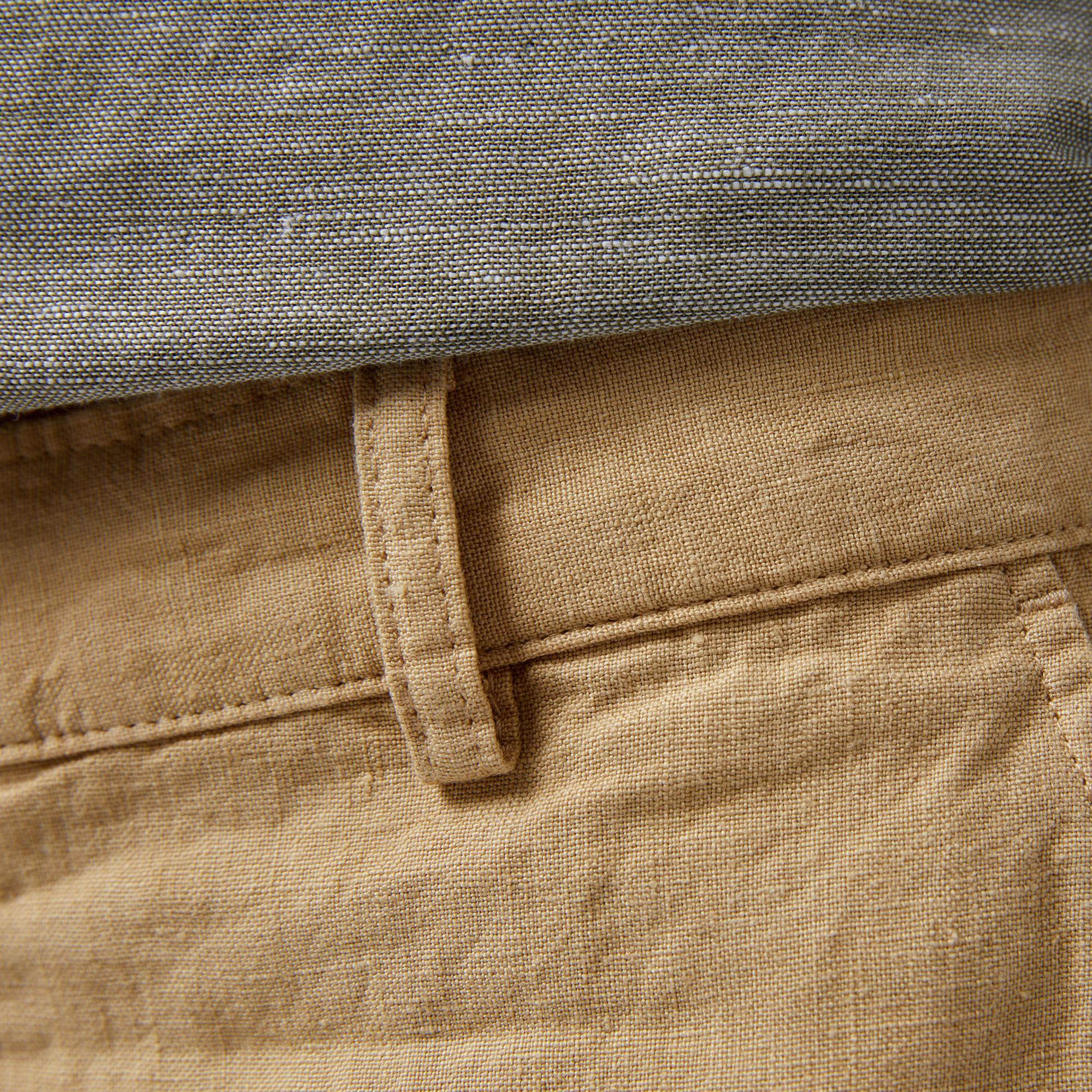 Erkek Slim Fit Keten Bej Bermuda