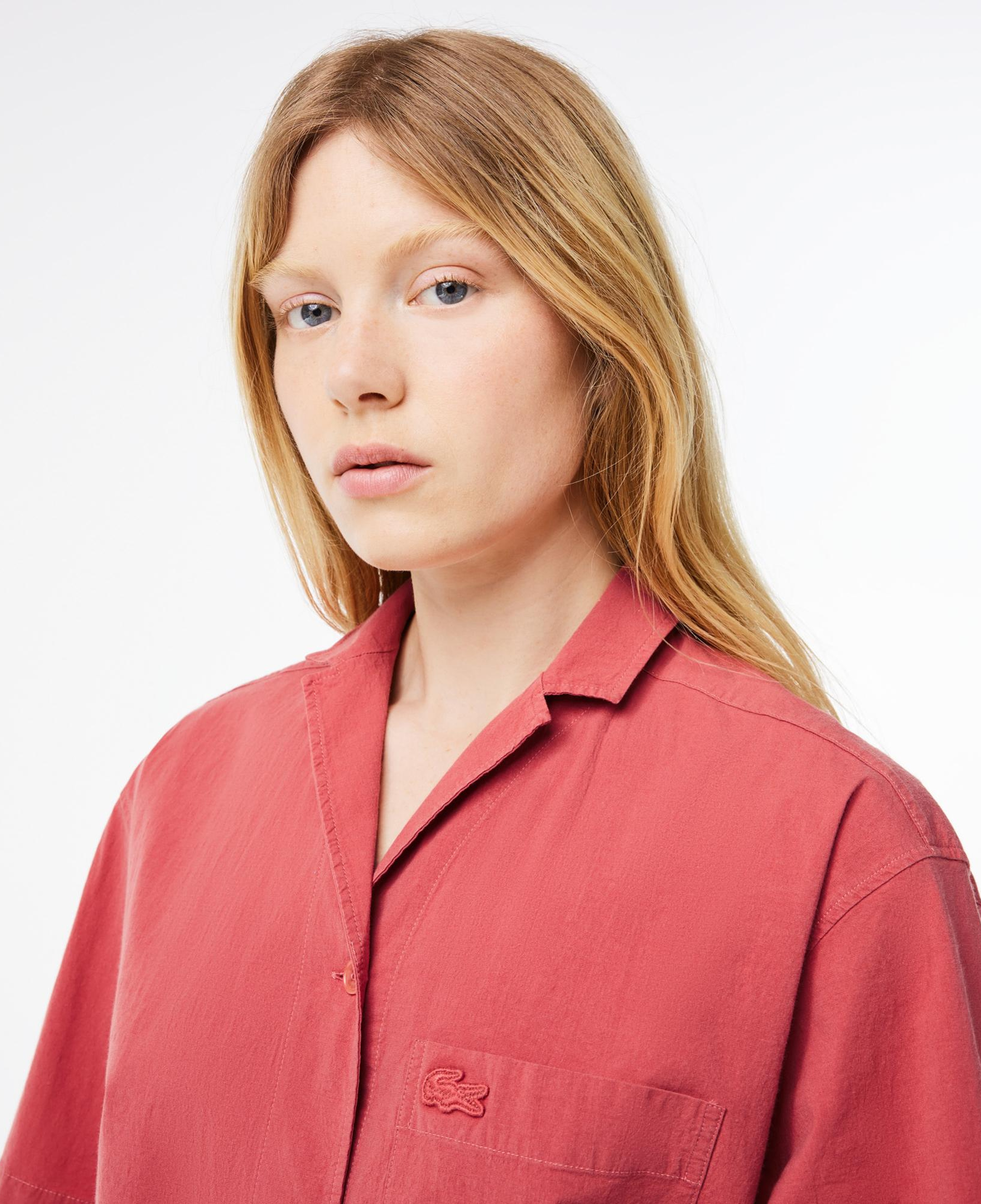 Kadın Relaxed Fit Kısa Kollu Pembe Gömlek