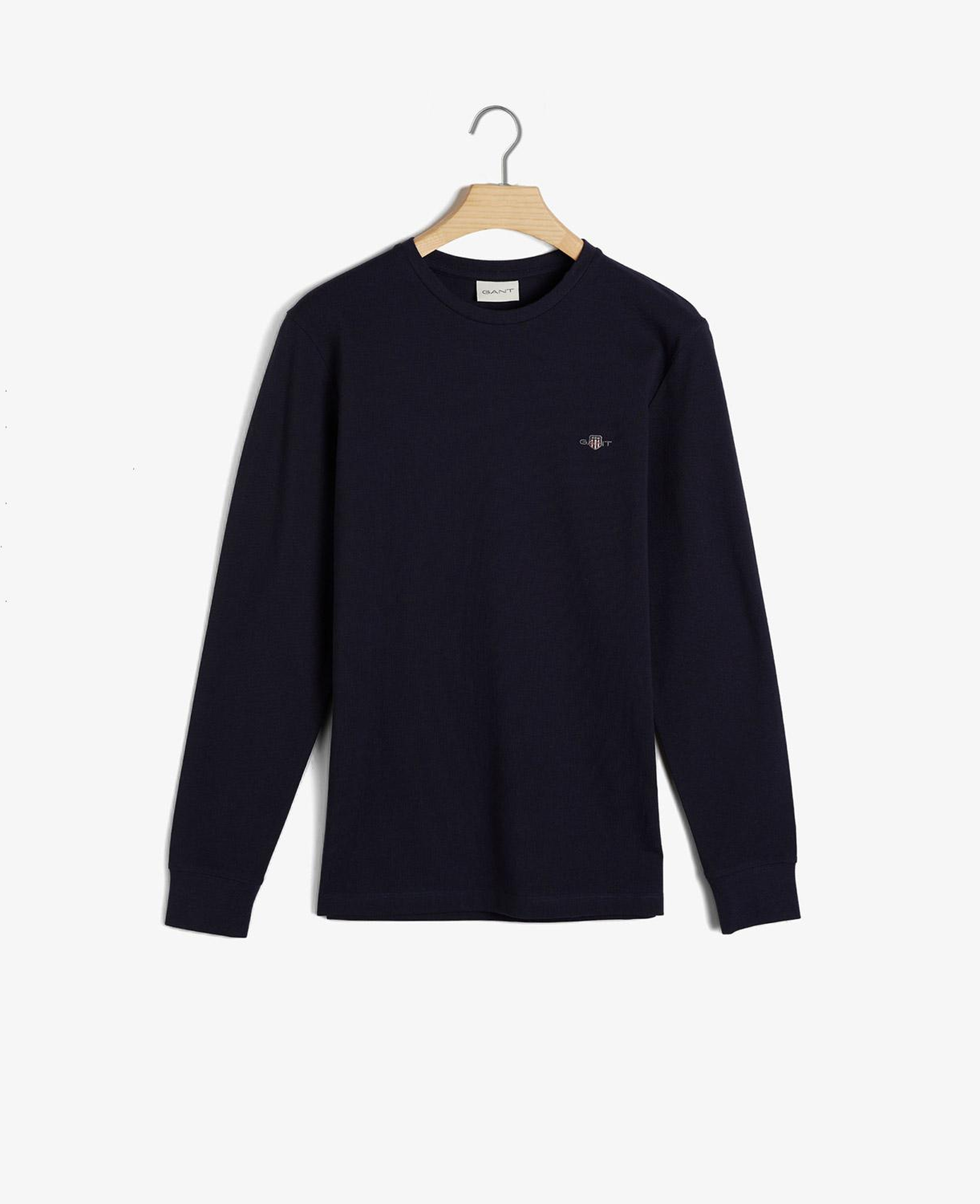 Gant Erkek Lacivert Slim Fit Bisiklet Yaka Uzun Kollu T-Shirt