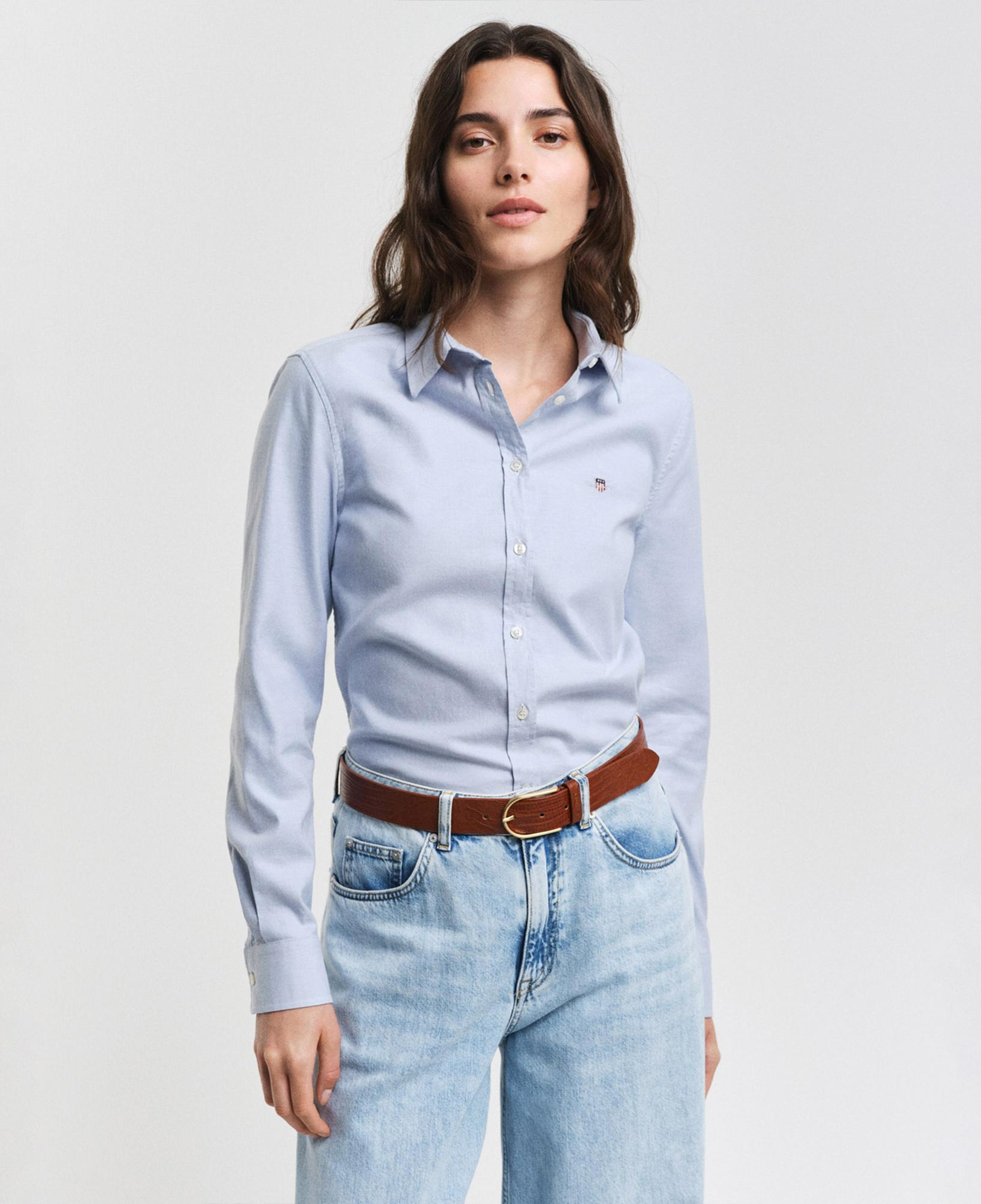 GANT Kadın Mavi Slim Fit Klasik Yaka Oxford Gömlek