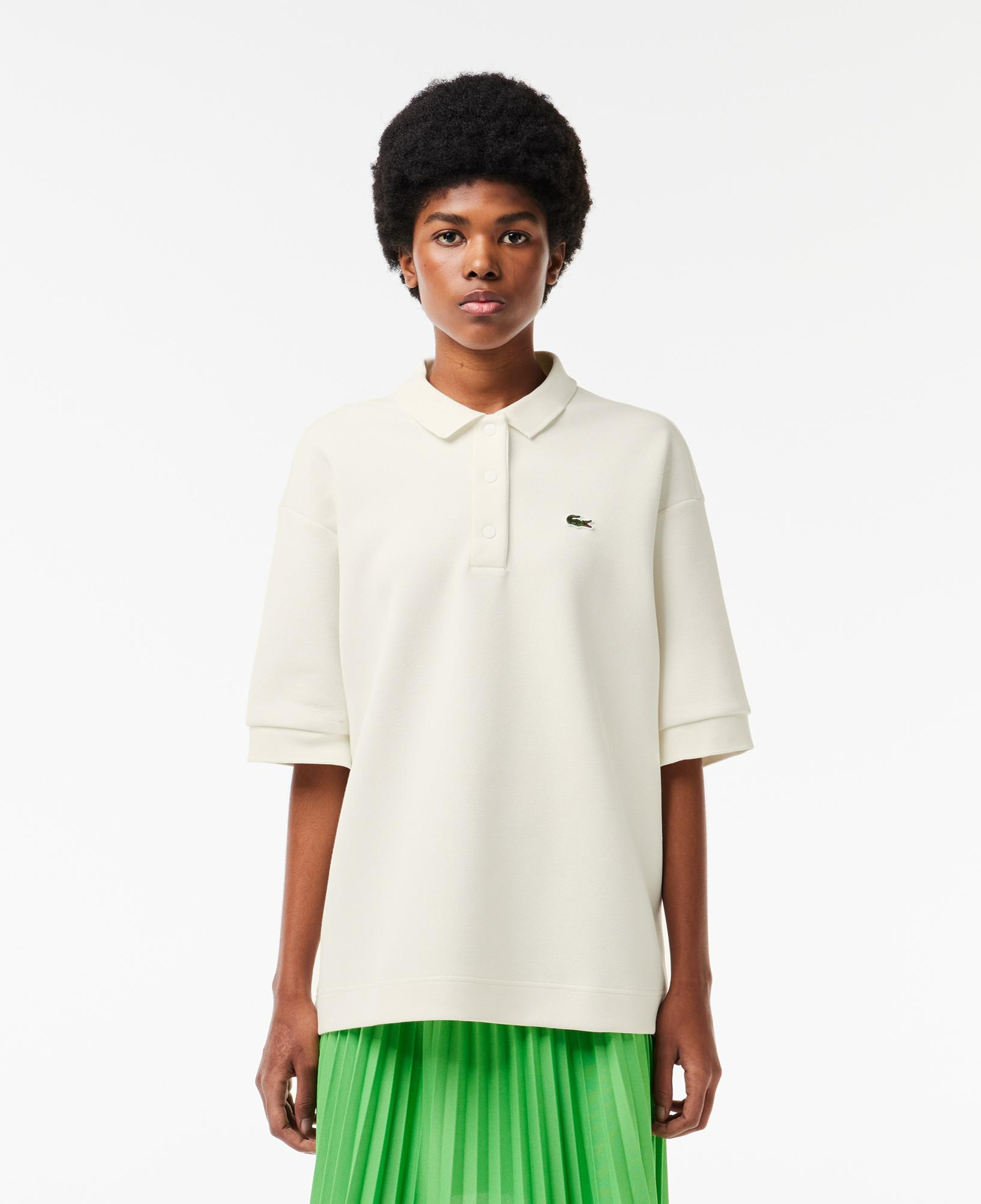 Kadın Oversize Fit Beyaz Polo