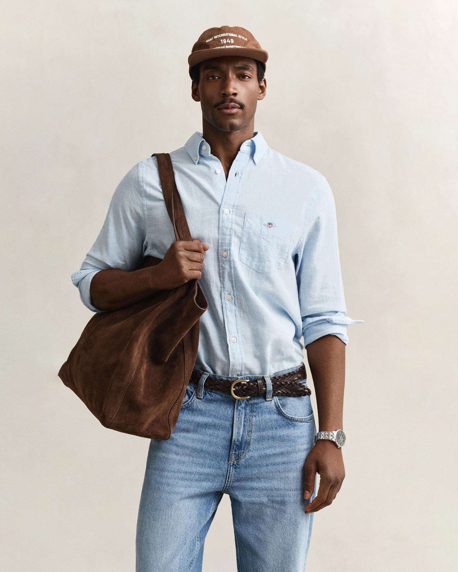 GANT Erkek Mavi Regular Fit Logolu Gömlek
