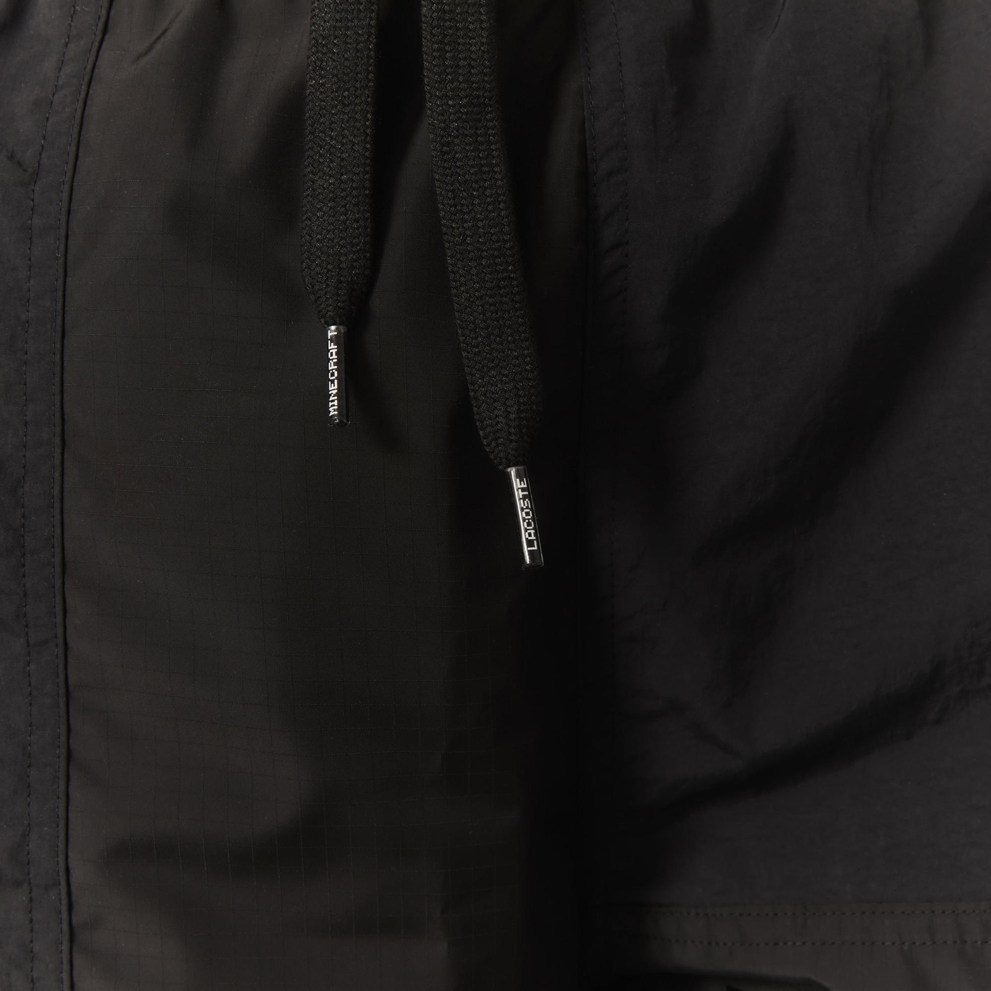 Lacoste L!VE x Minecraft Unisex Regular Fit Baskılı Siyah Şort