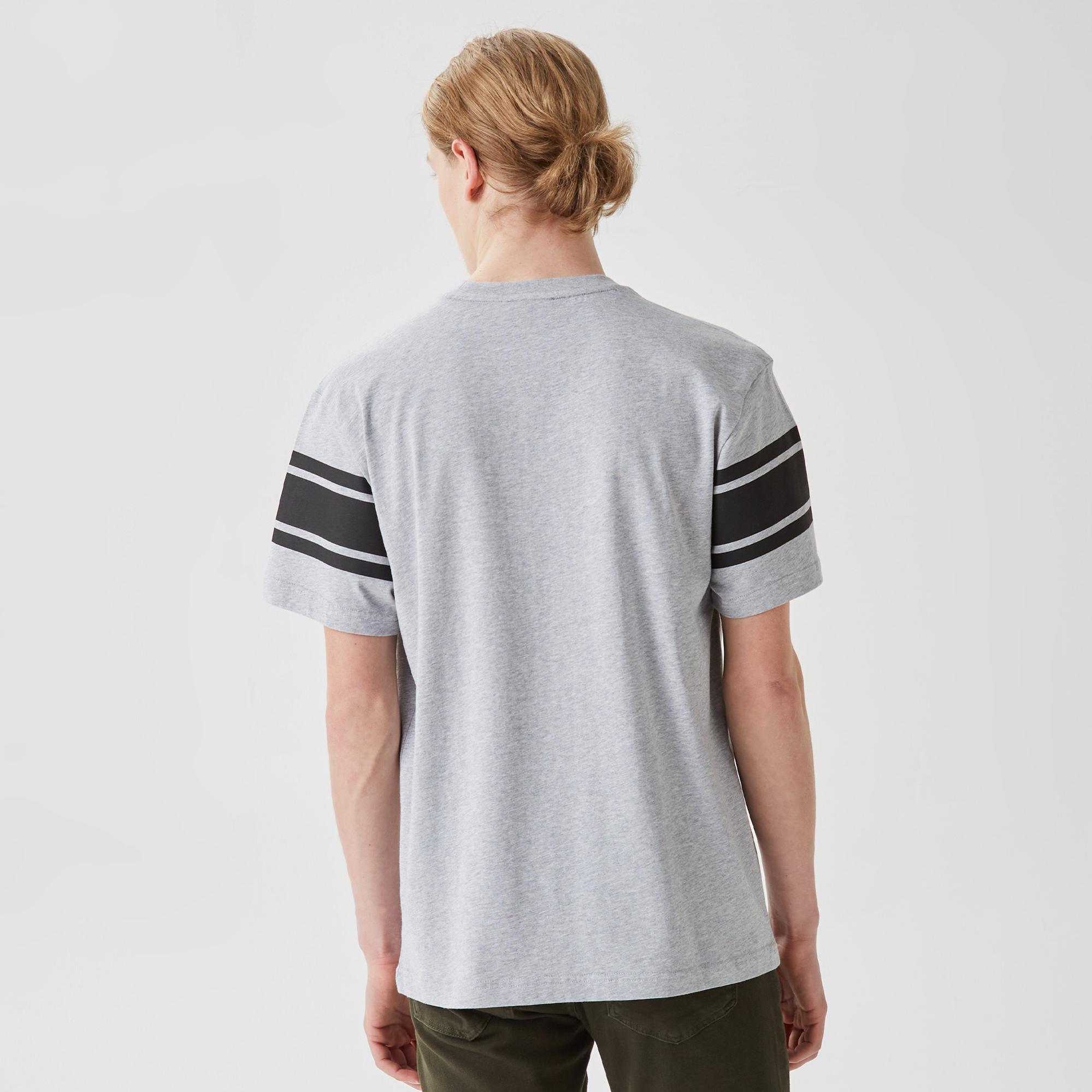 Active Erkek Relaxed Fit Bisiklet Yaka Baskılı Gri T-Shirt