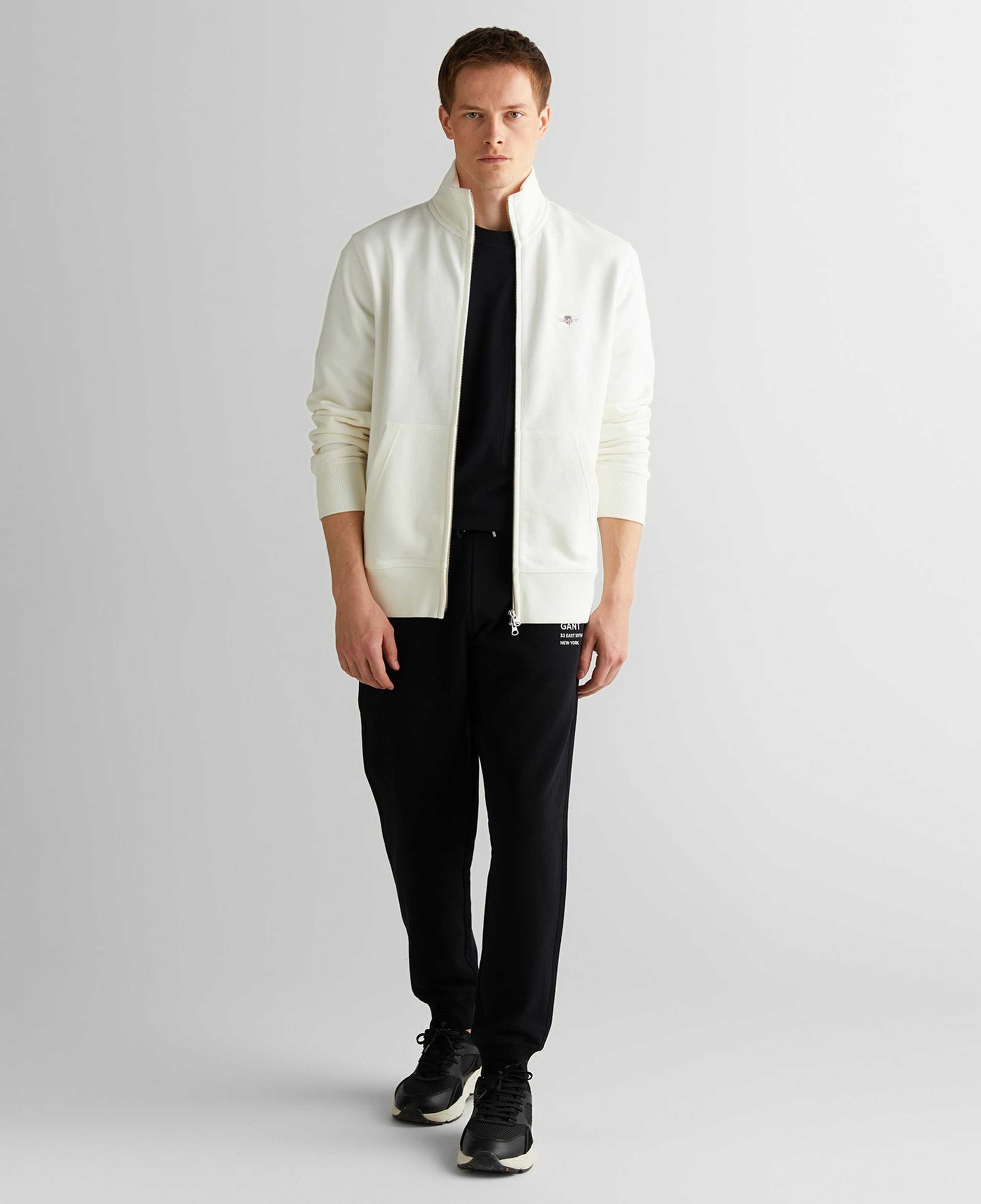 GANT Erkek Beyaz Regular Fit Fermuarlı Sweatshirt