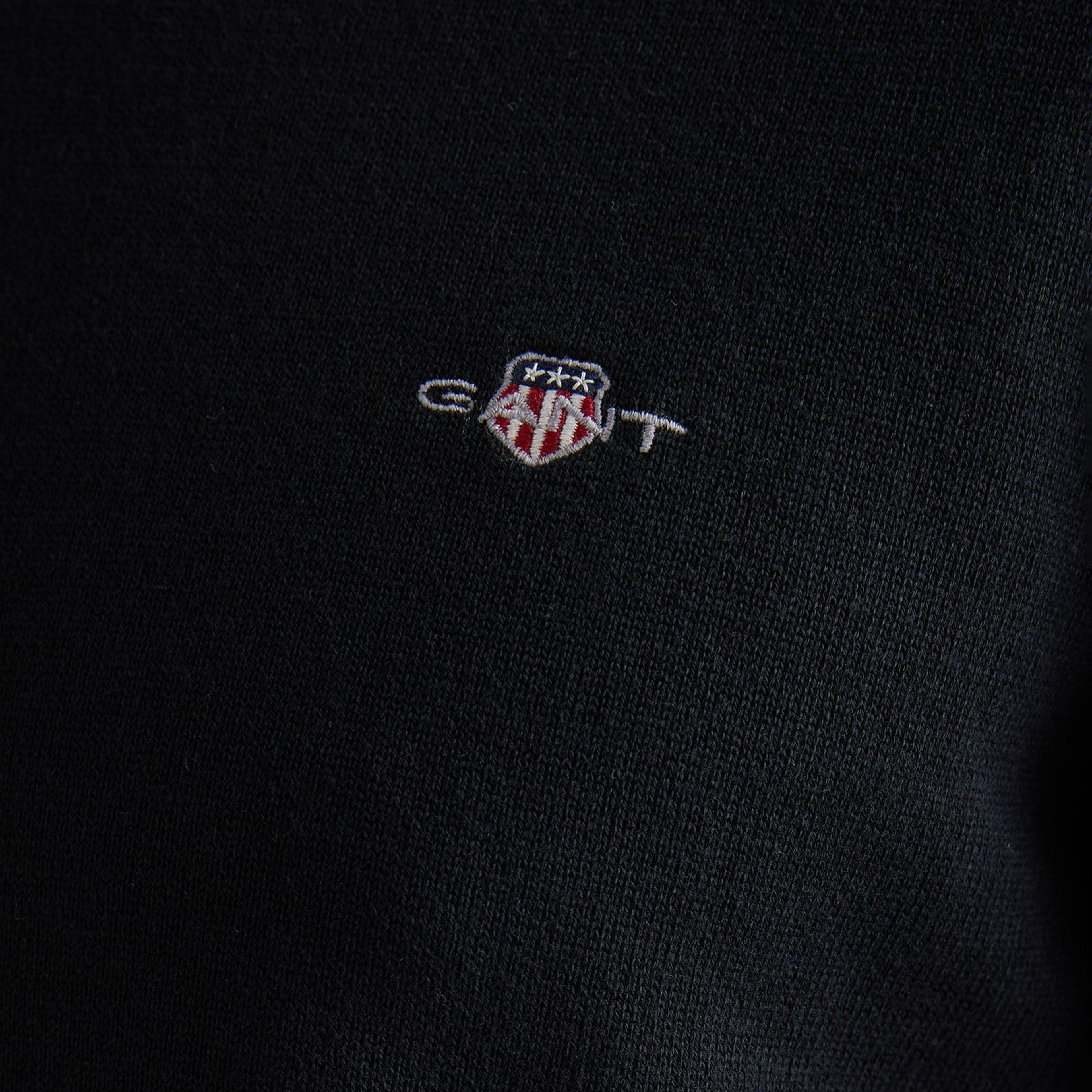 GANT Erkek Siyah Regular Fit Yarım Fermuarlı Kazak