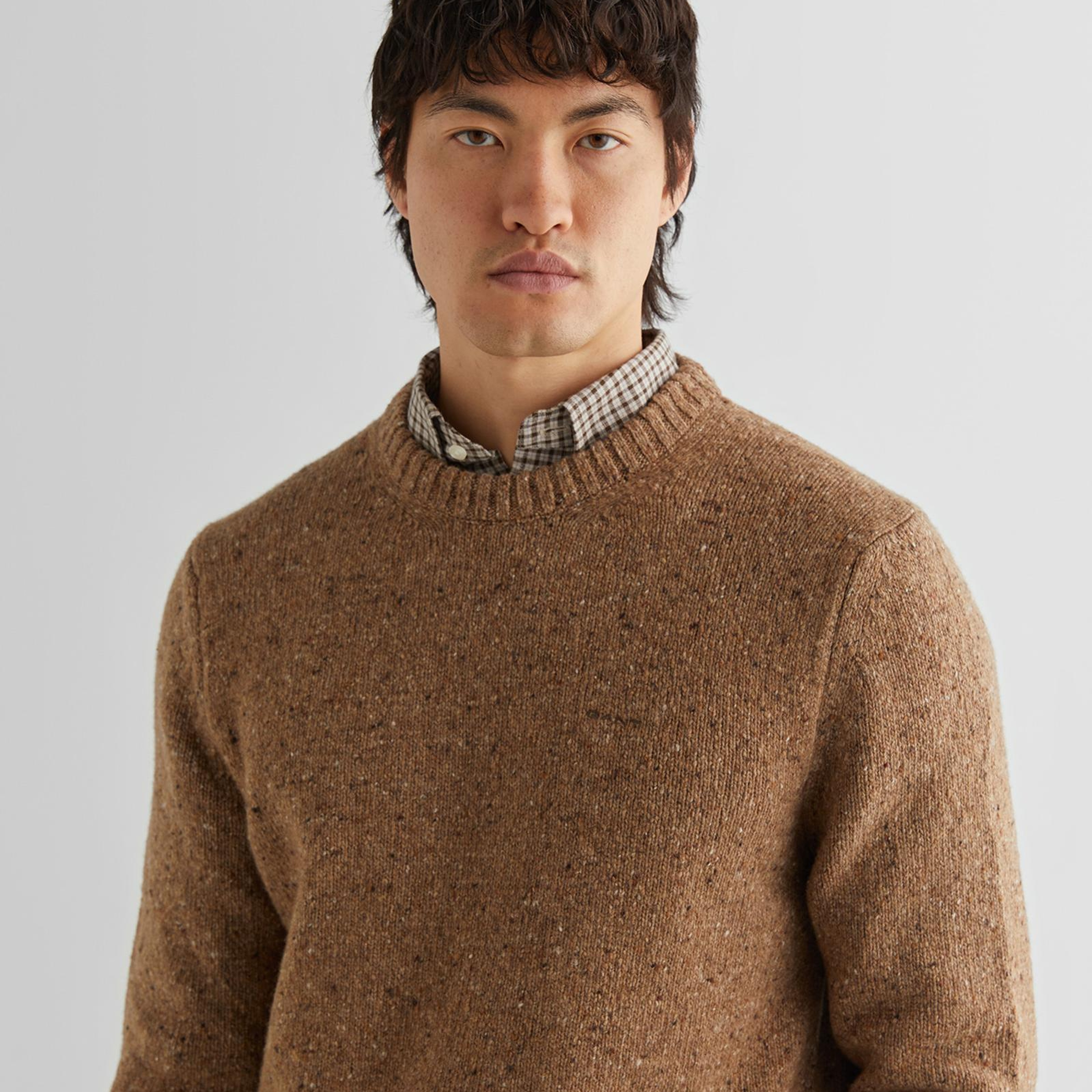 GANT Erkek Kahverengi Regular Fit Bisiklet Yaka Kazak