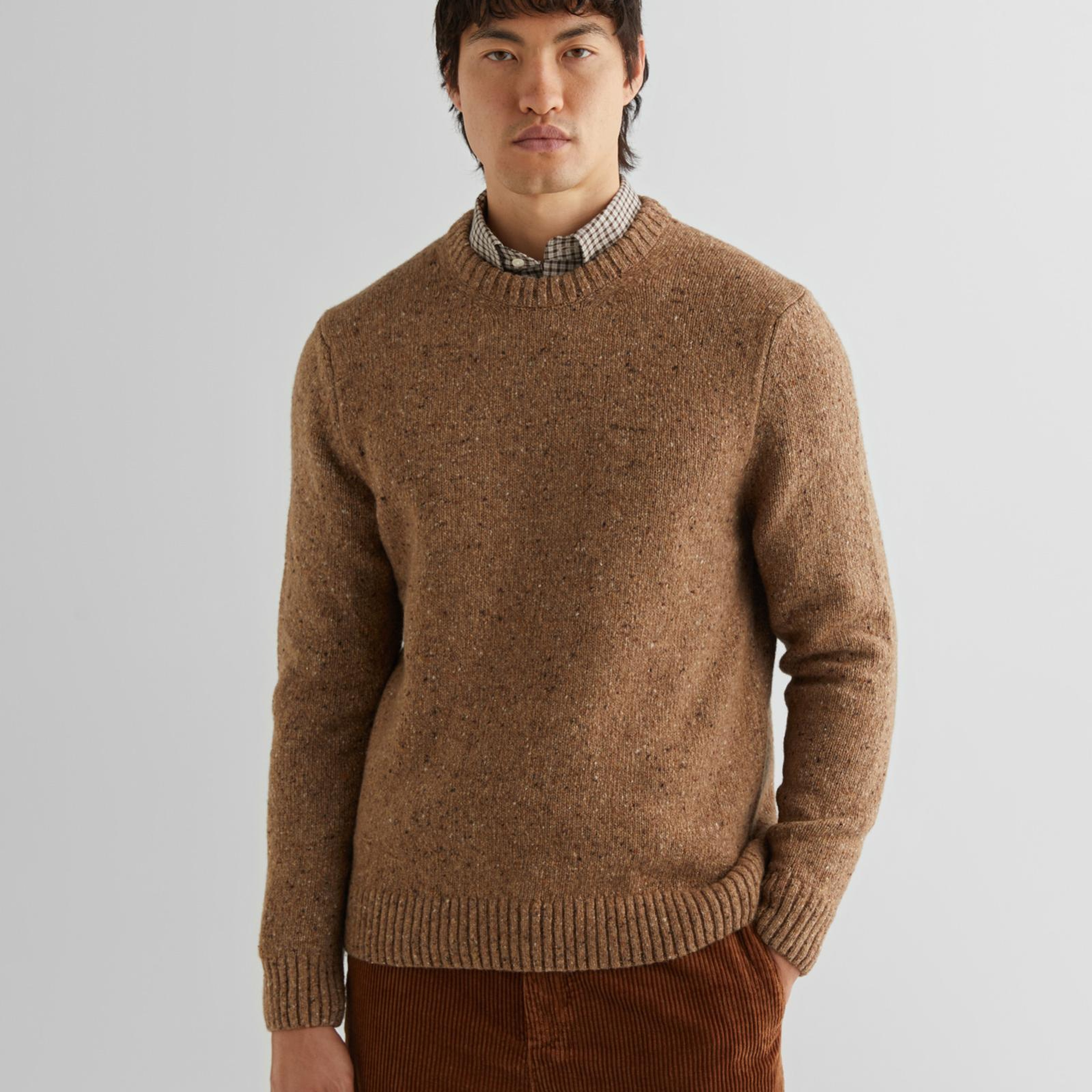 GANT Erkek Kahverengi Regular Fit Bisiklet Yaka Kazak