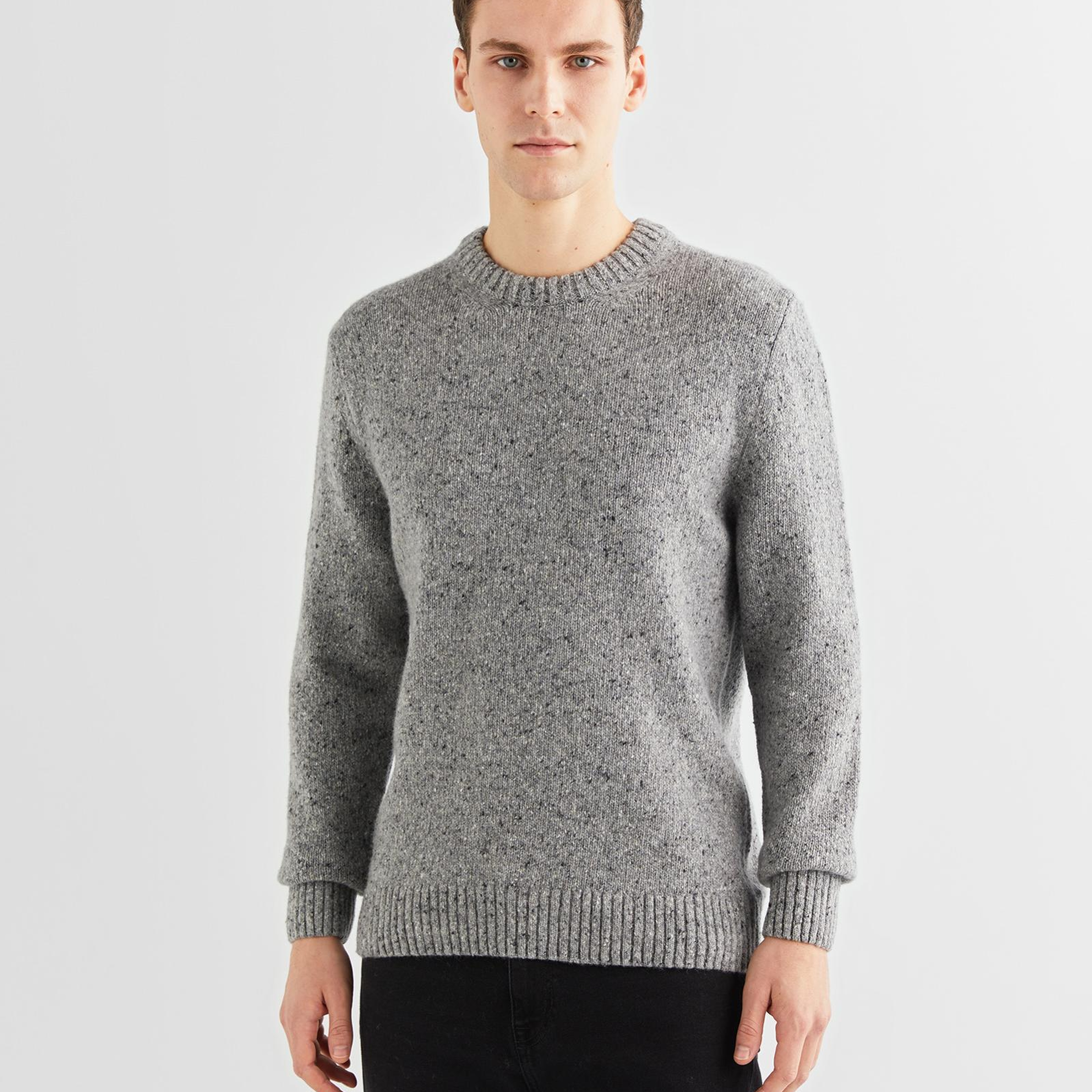 GANT Erkek Gri Regular Fit Bisiklet Yaka Kazak