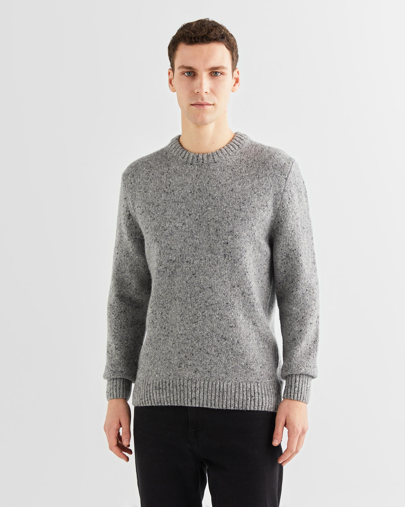 GANT Erkek Gri Regular Fit Bisiklet Yaka Kazak