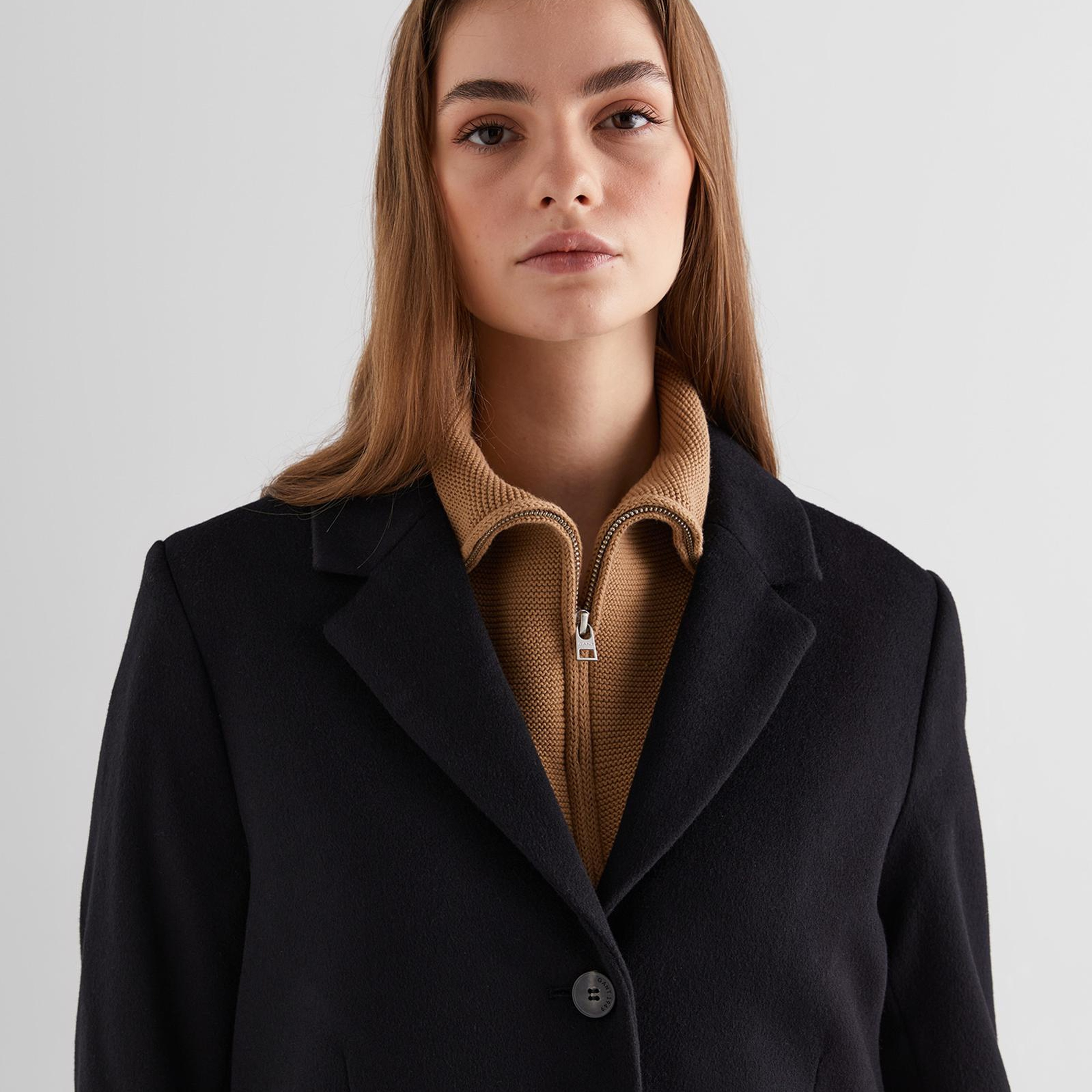 GANT Kadın Siyah Klasik Yaka Palto