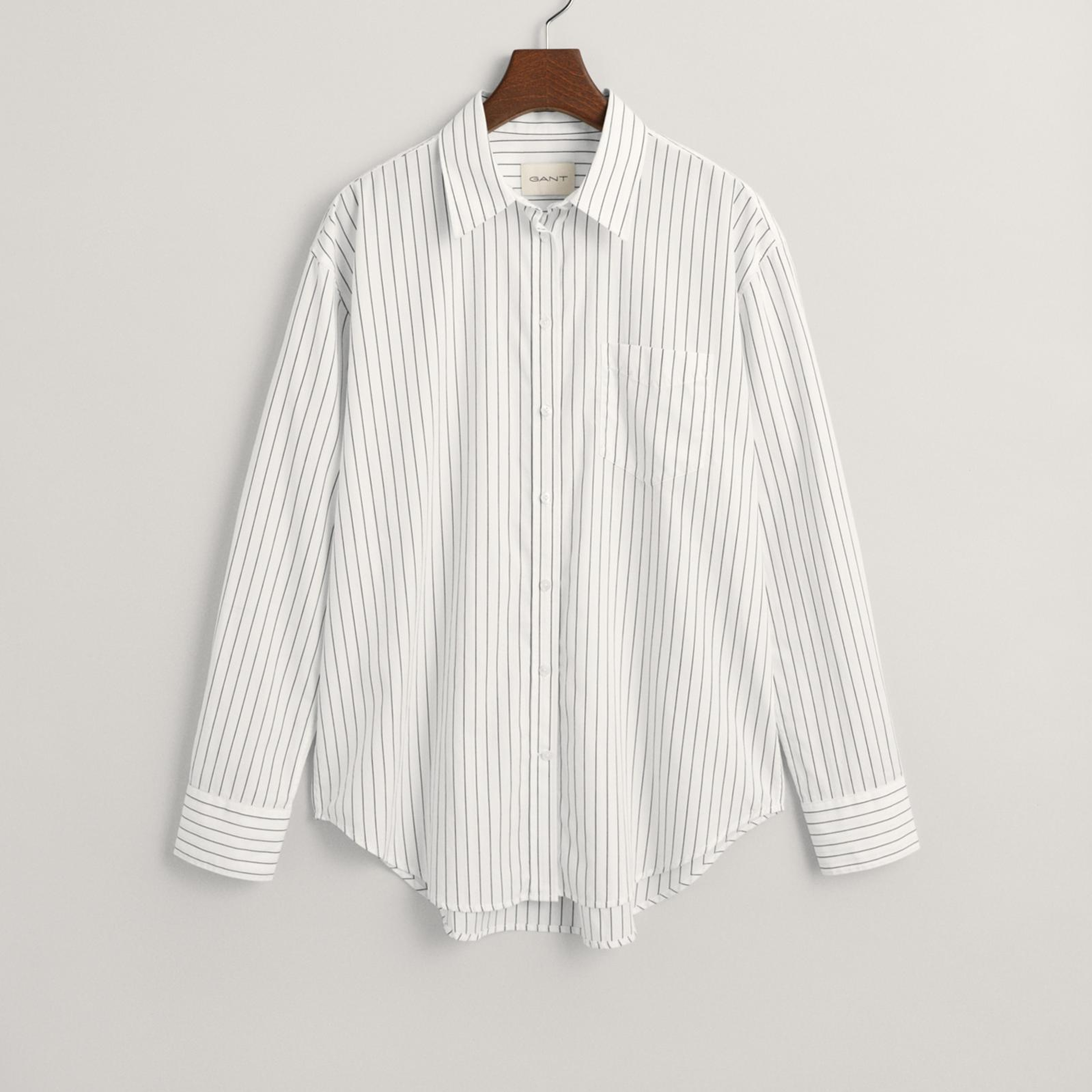 GANT Kadın Beyaz Relaxed Fit Çizgili Gömlek