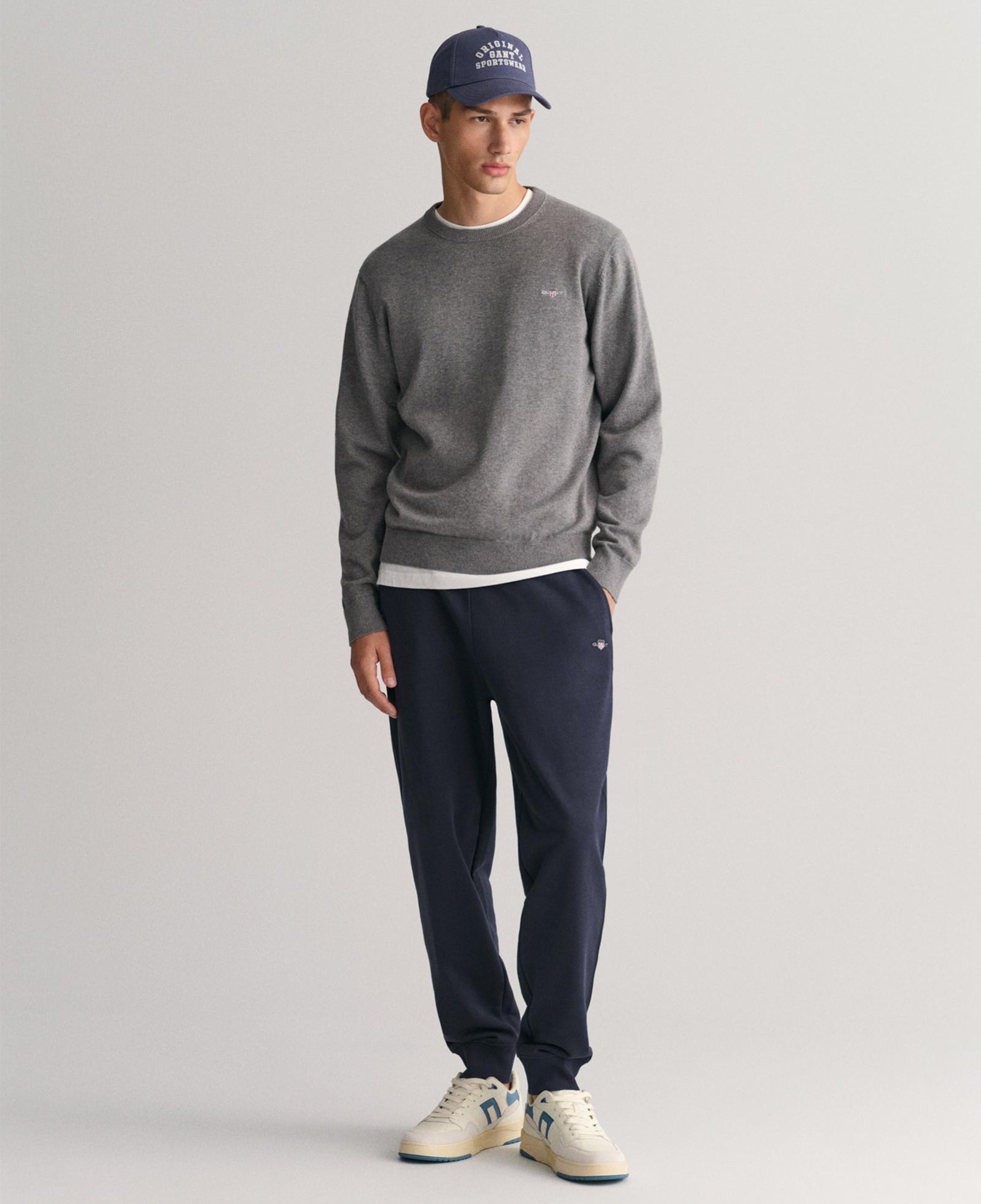 GANT Erkek Gri Regular Fit Bisiklet Yaka Kazak