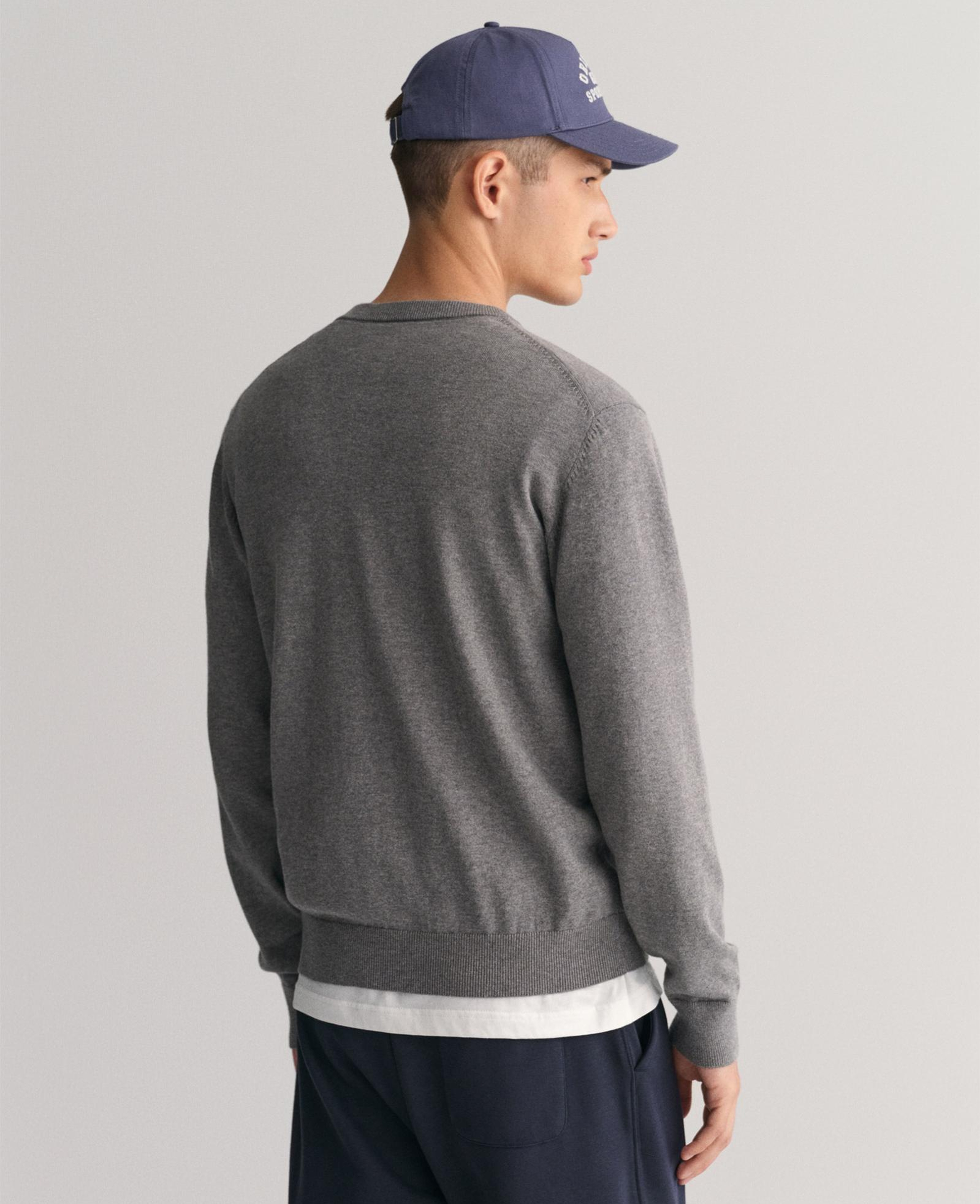 GANT Erkek Gri Regular Fit Bisiklet Yaka Kazak