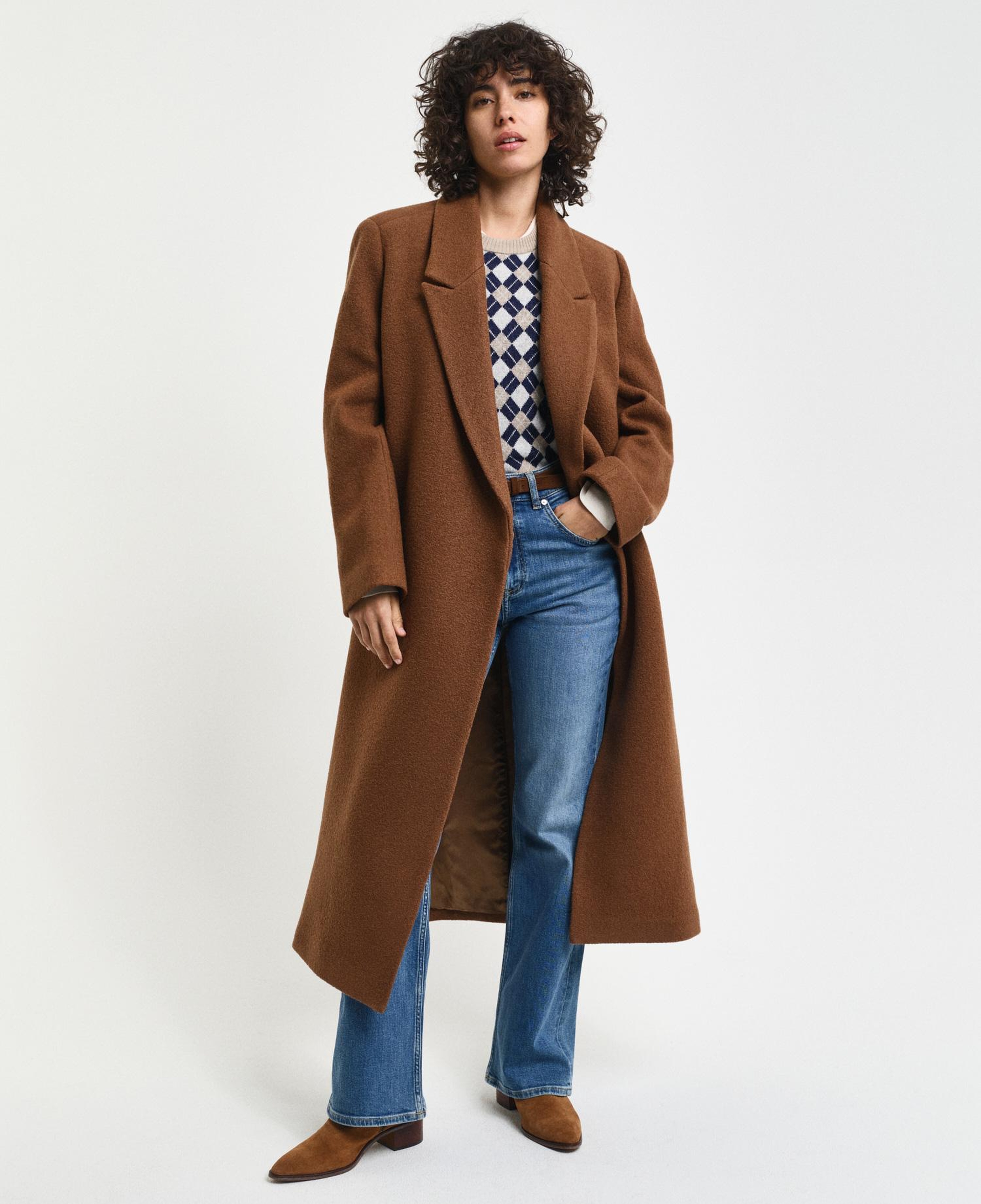 GANT Kadın Kahverengi Klasik Yaka Palto