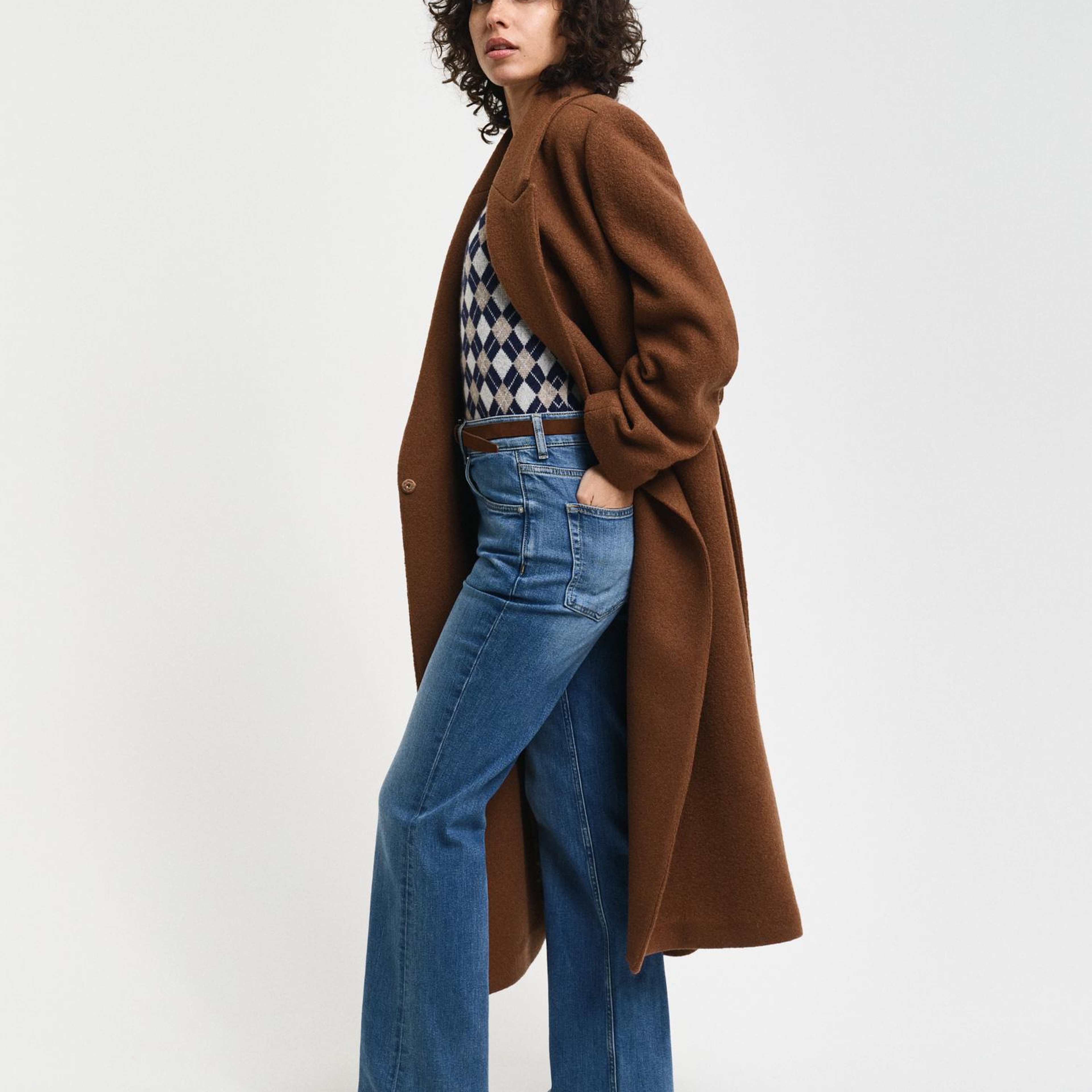 GANT Kadın Kahverengi Klasik Yaka Palto