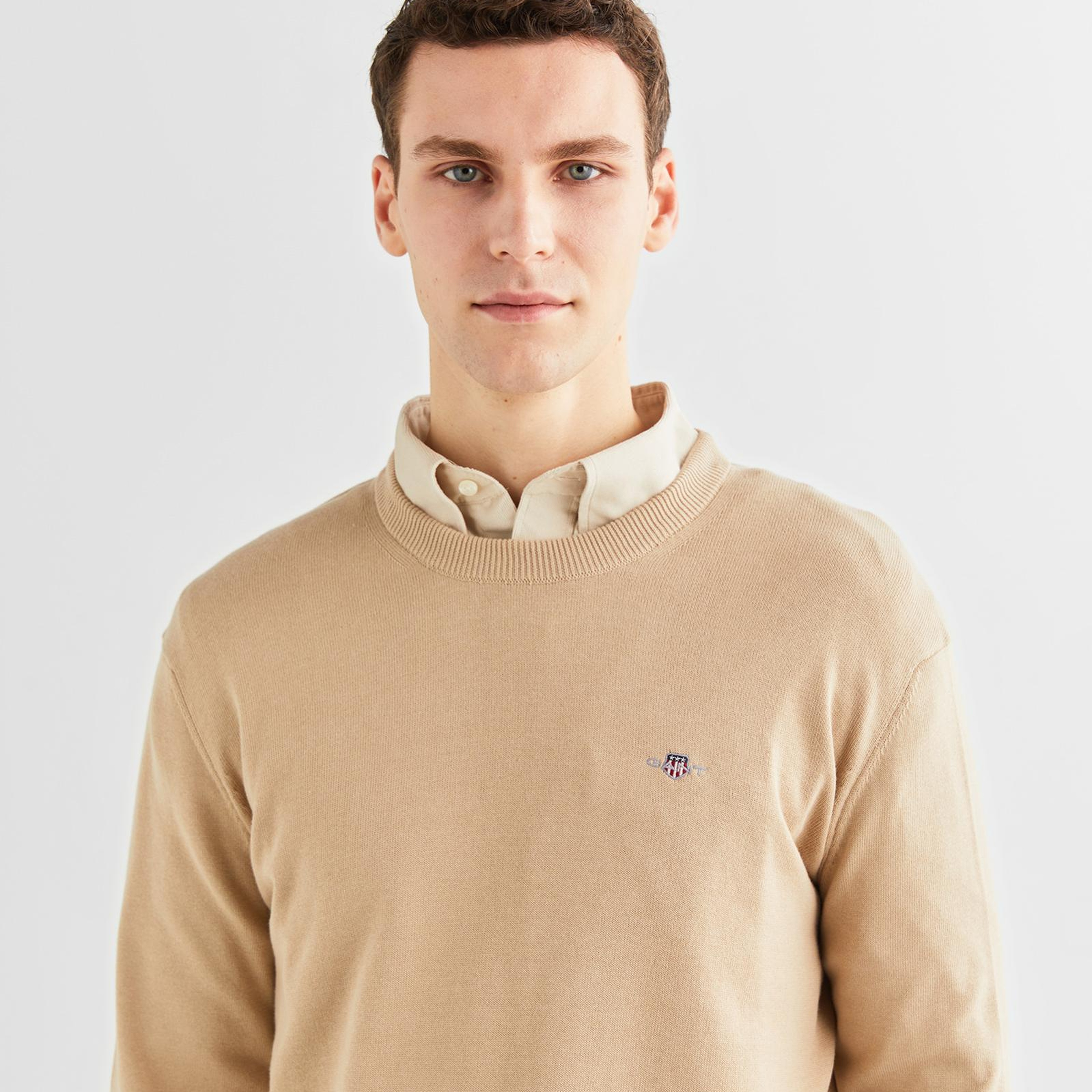 GANT Erkek Bej Regular Fit Bisiklet Yaka Kazak