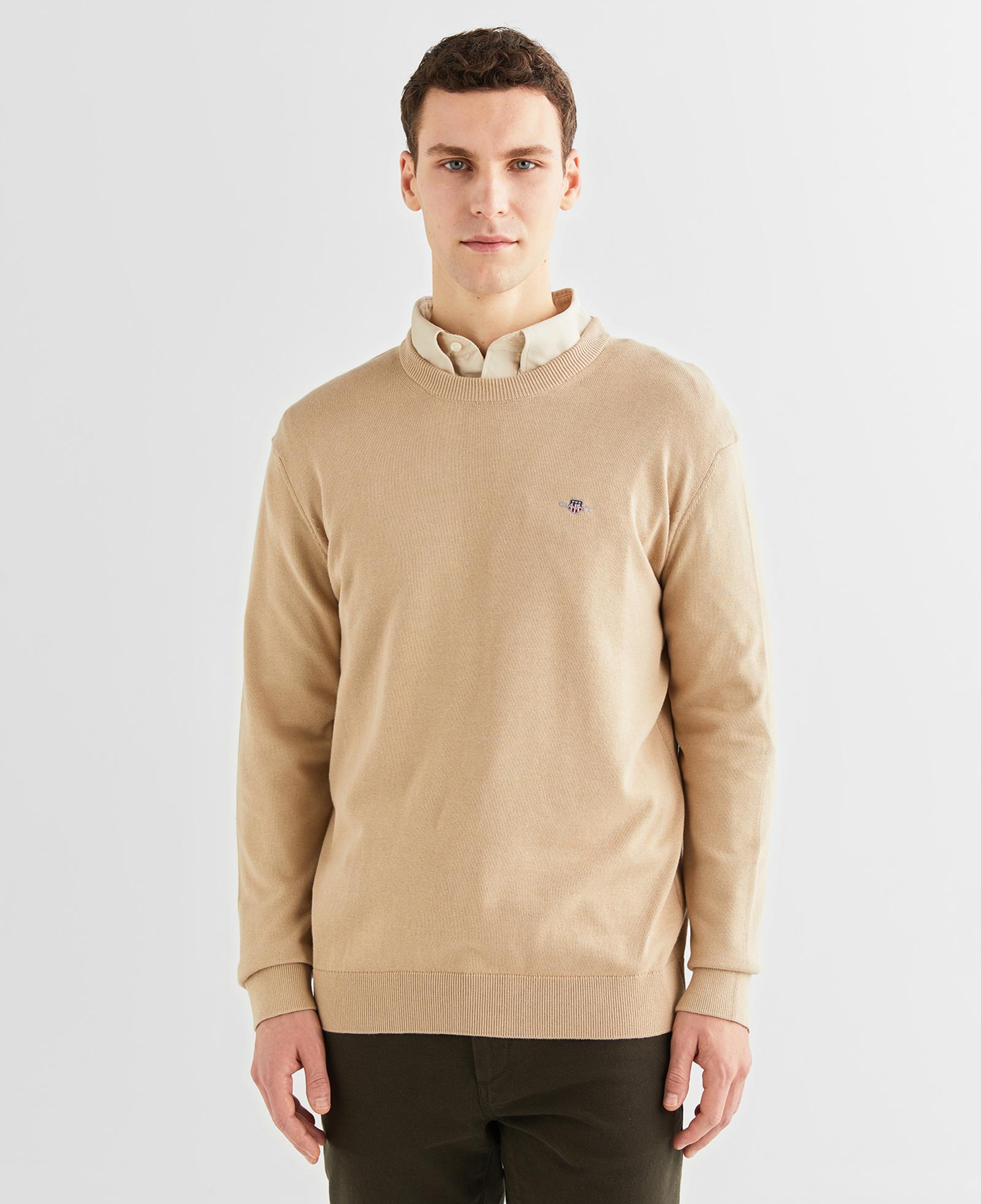 GANT Erkek Bej Regular Fit Bisiklet Yaka Kazak