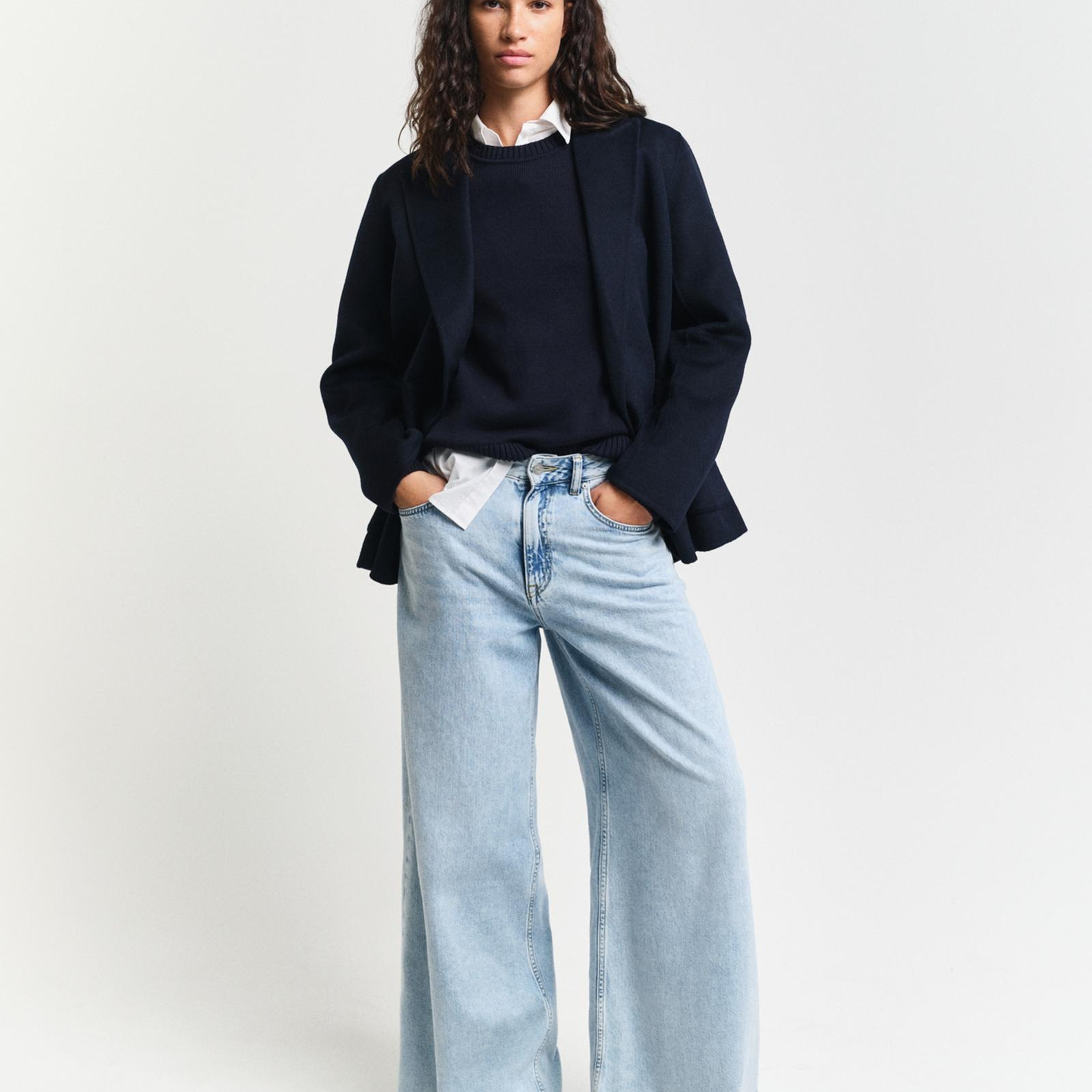 GANT Kadın Lacivert Regular Fit Bisiklet Yaka Kazak