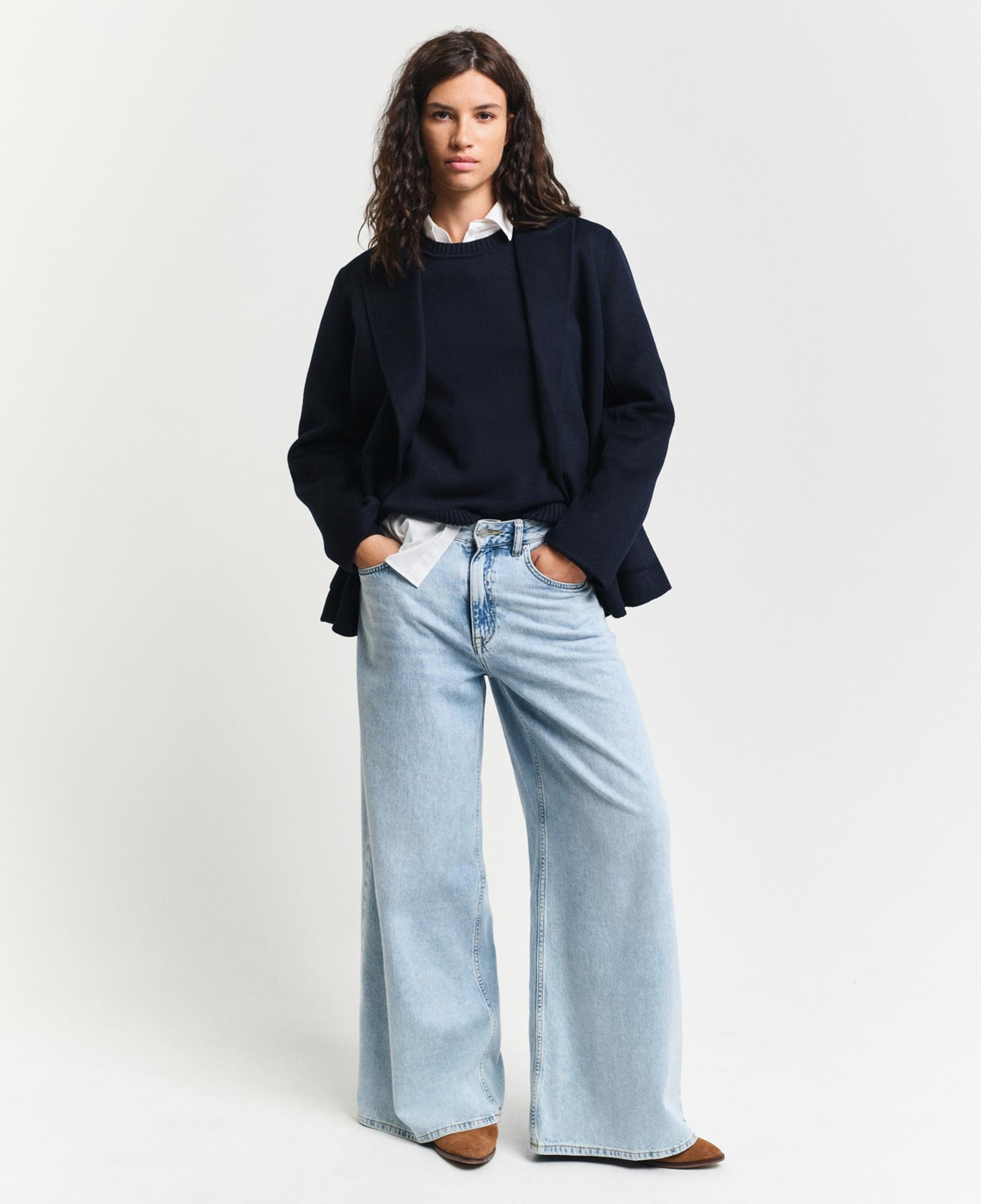 GANT Kadın Lacivert Regular Fit Bisiklet Yaka Kazak