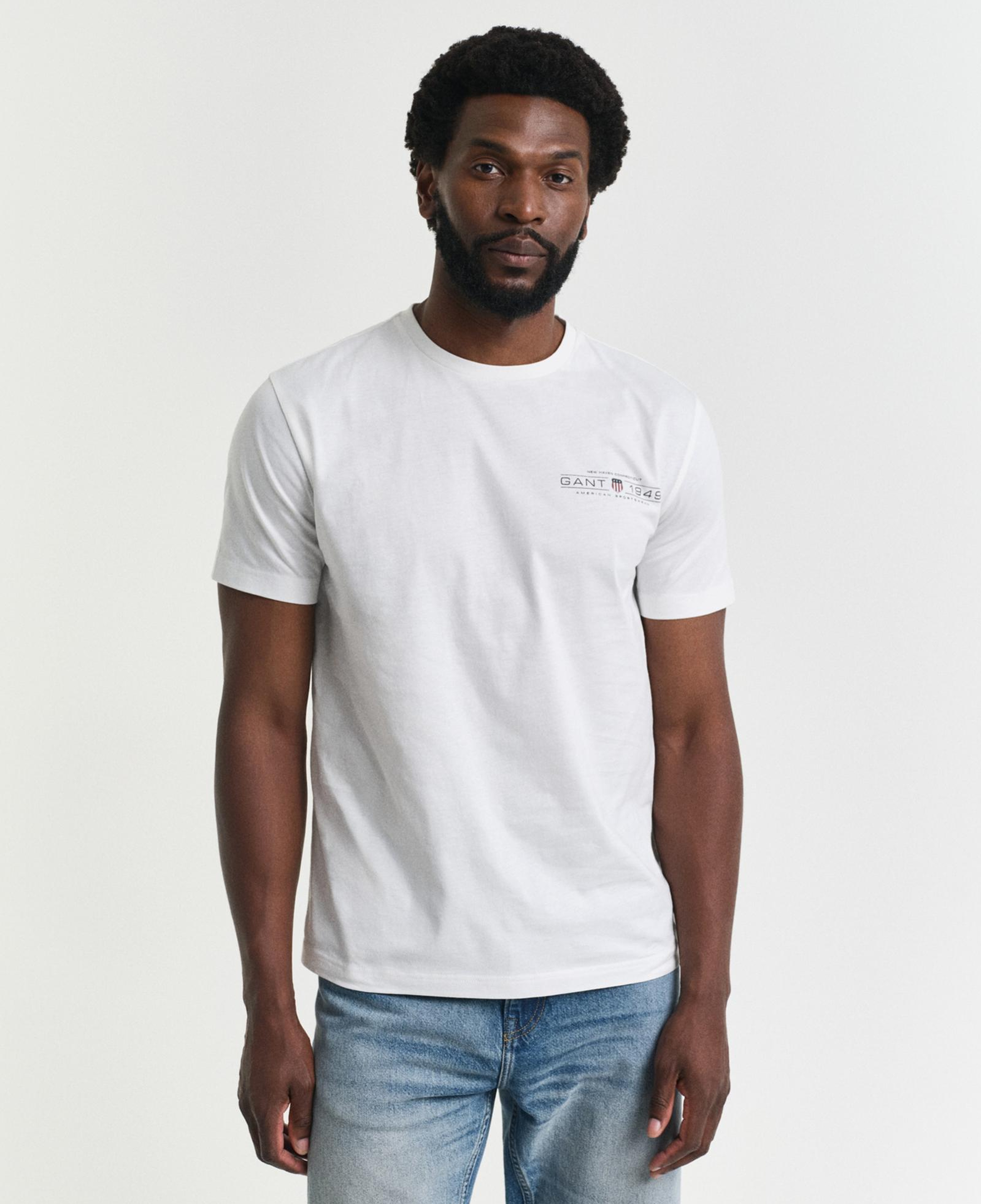 GANT Erkek Krem Regular Fit Bisiklet Yaka Logolu T-Shirt