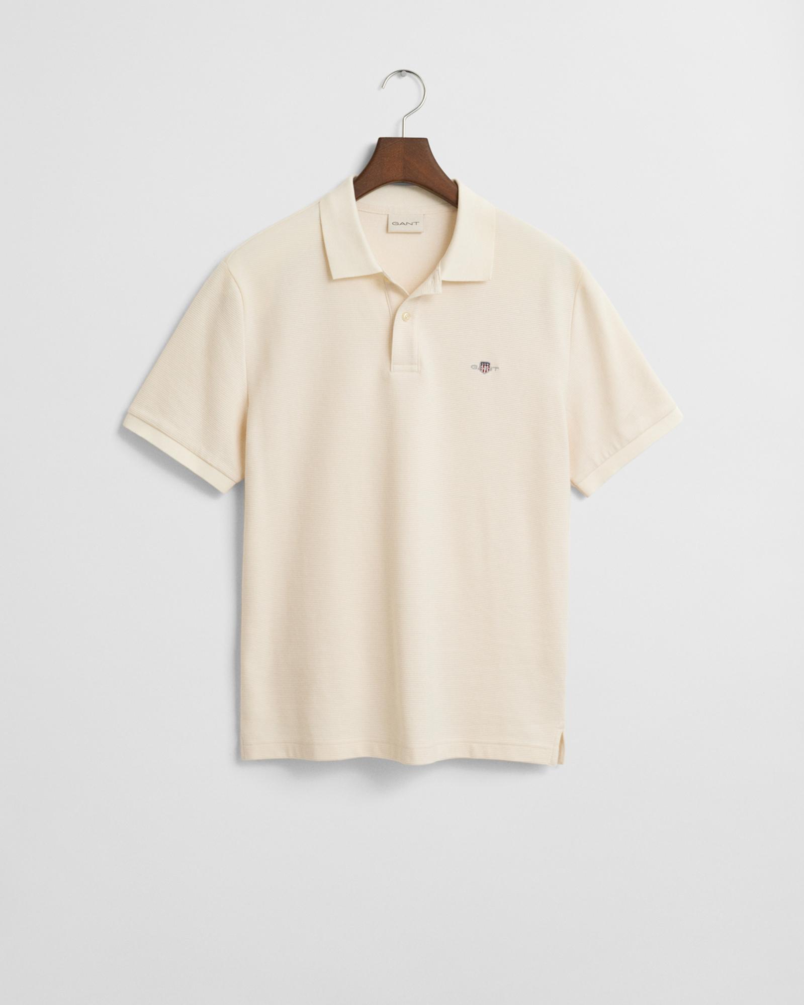 GANT Erkek Krem Regular Fit Logolu Polo Yaka T-Shirt