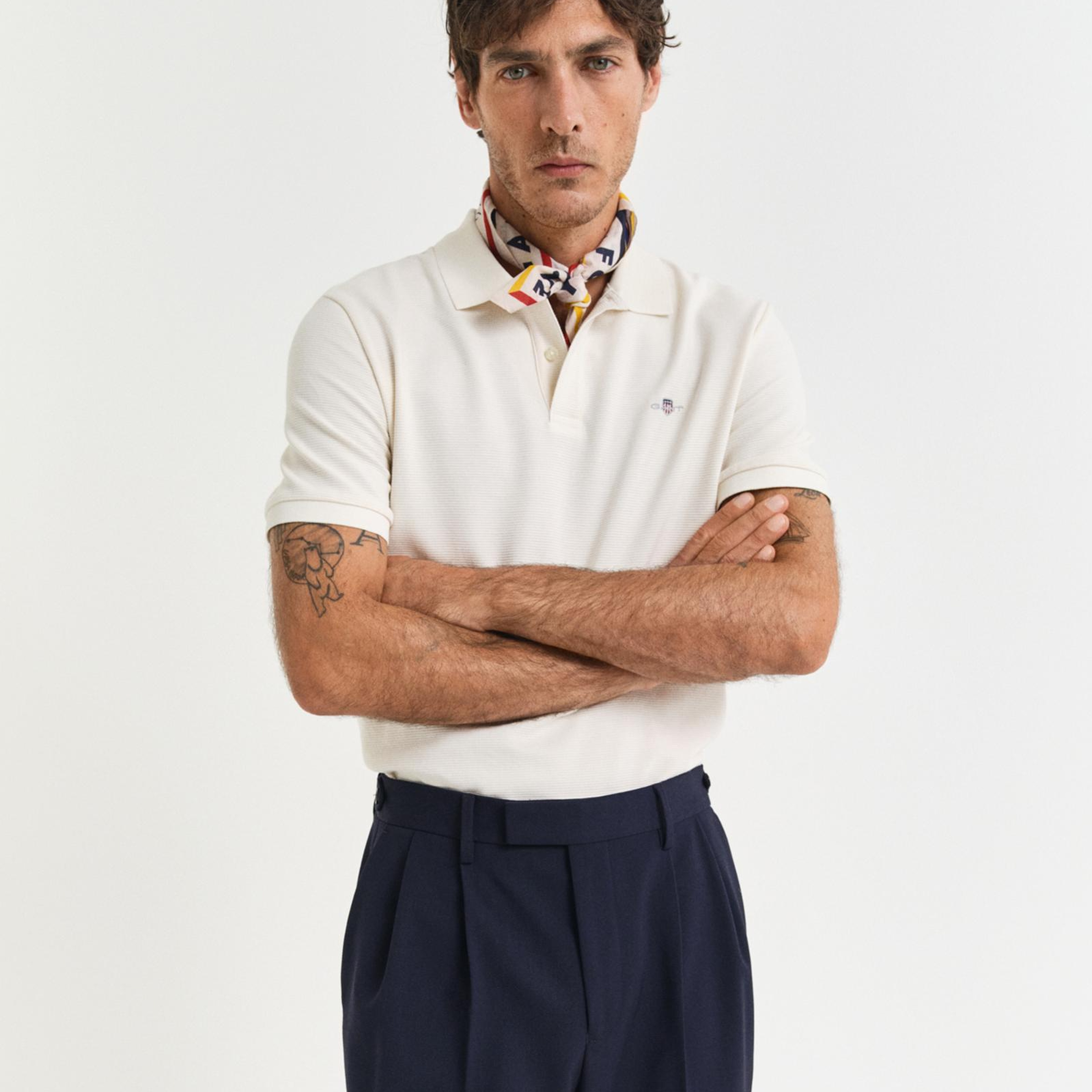 GANT Erkek Krem Regular Fit Logolu Polo Yaka T-Shirt