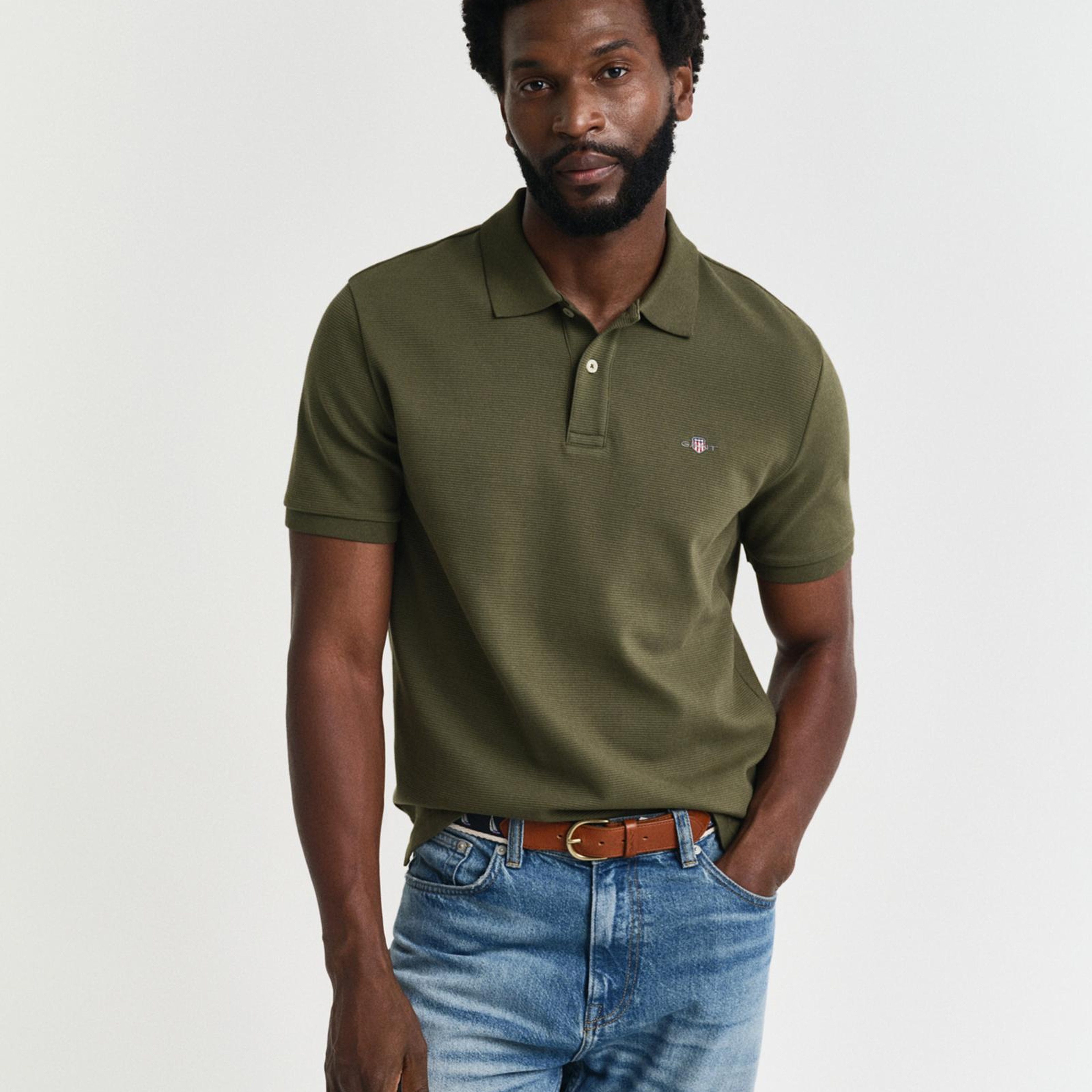 GANT Erkek Yeşil Regular Fit Polo