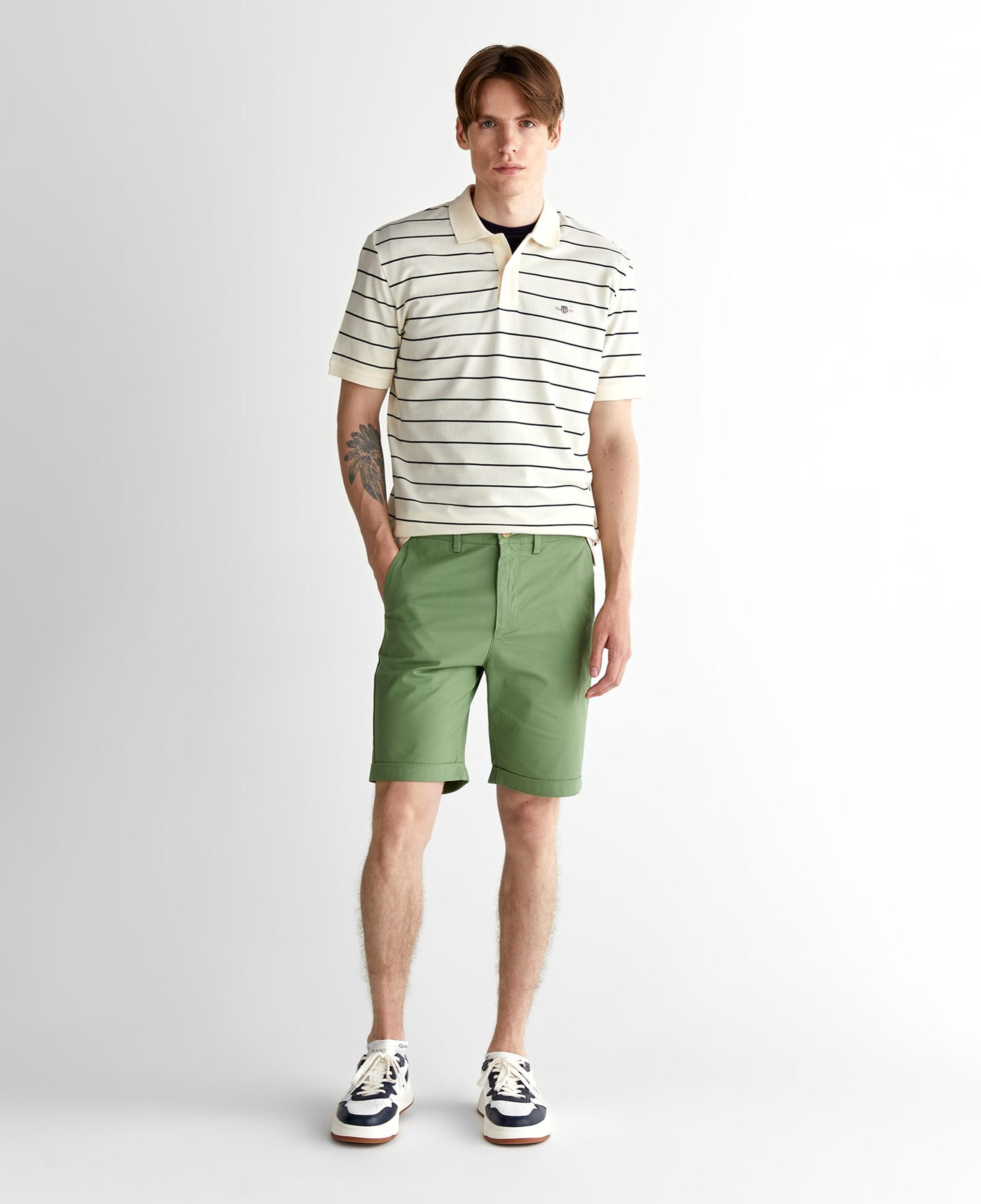 GANT Erkek Krem Regular Fit Çizgili Polo