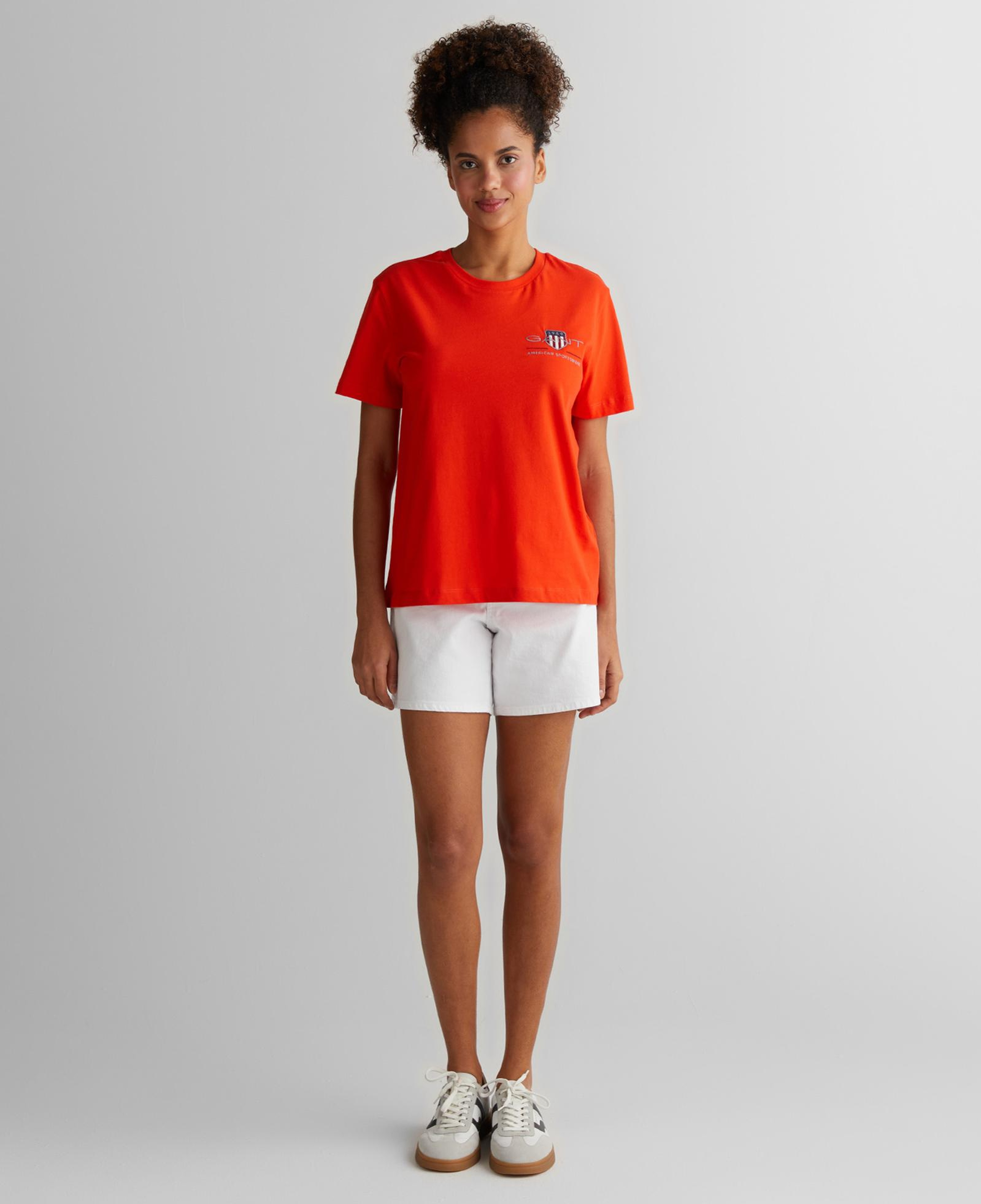 GANT Kadın Turuncu Regular Fit Bisiklet Yaka Logolu T-Shirt