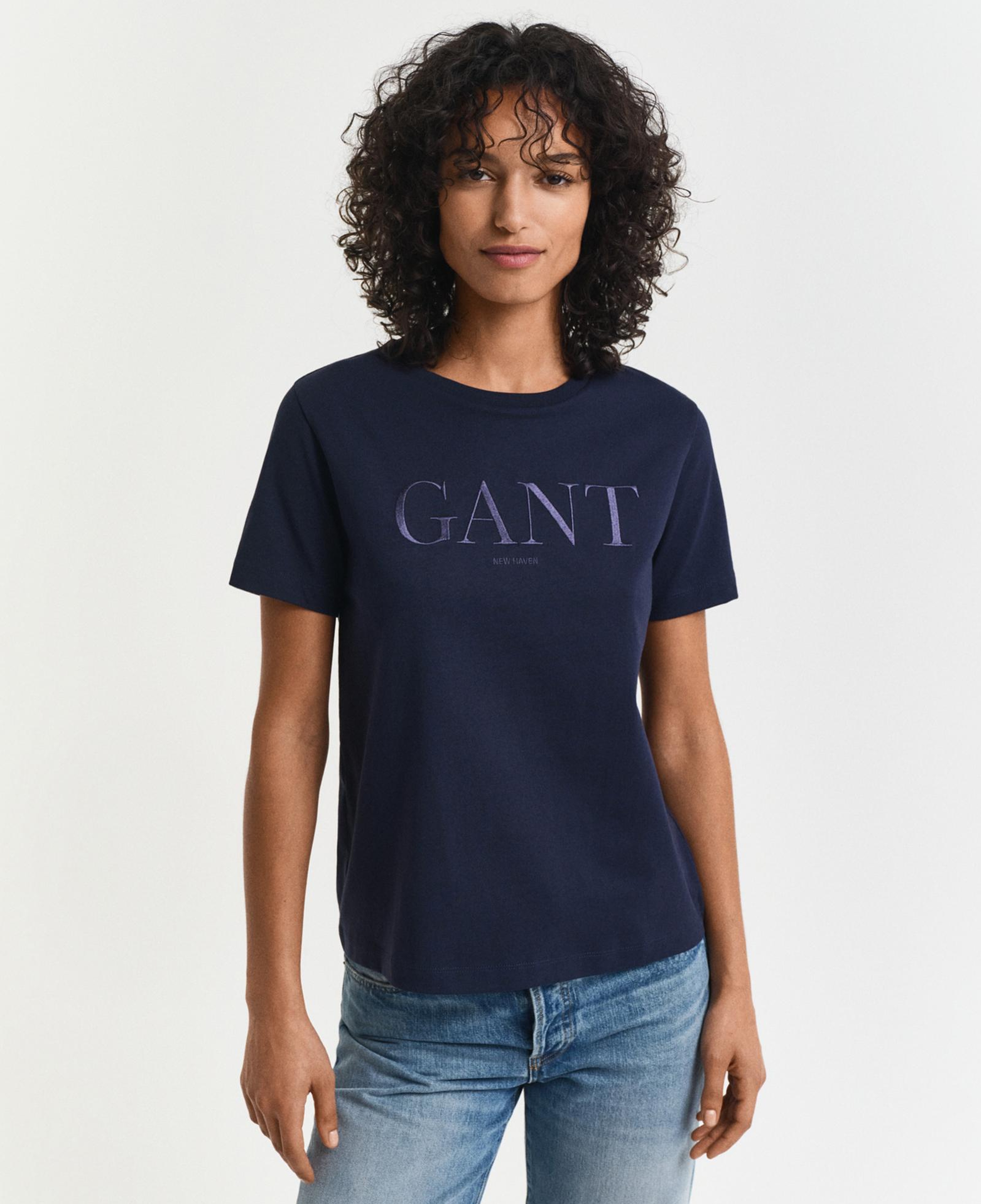 GANT Kadın Lacivert Bisiklet Yaka Regular Fit T-Shirt