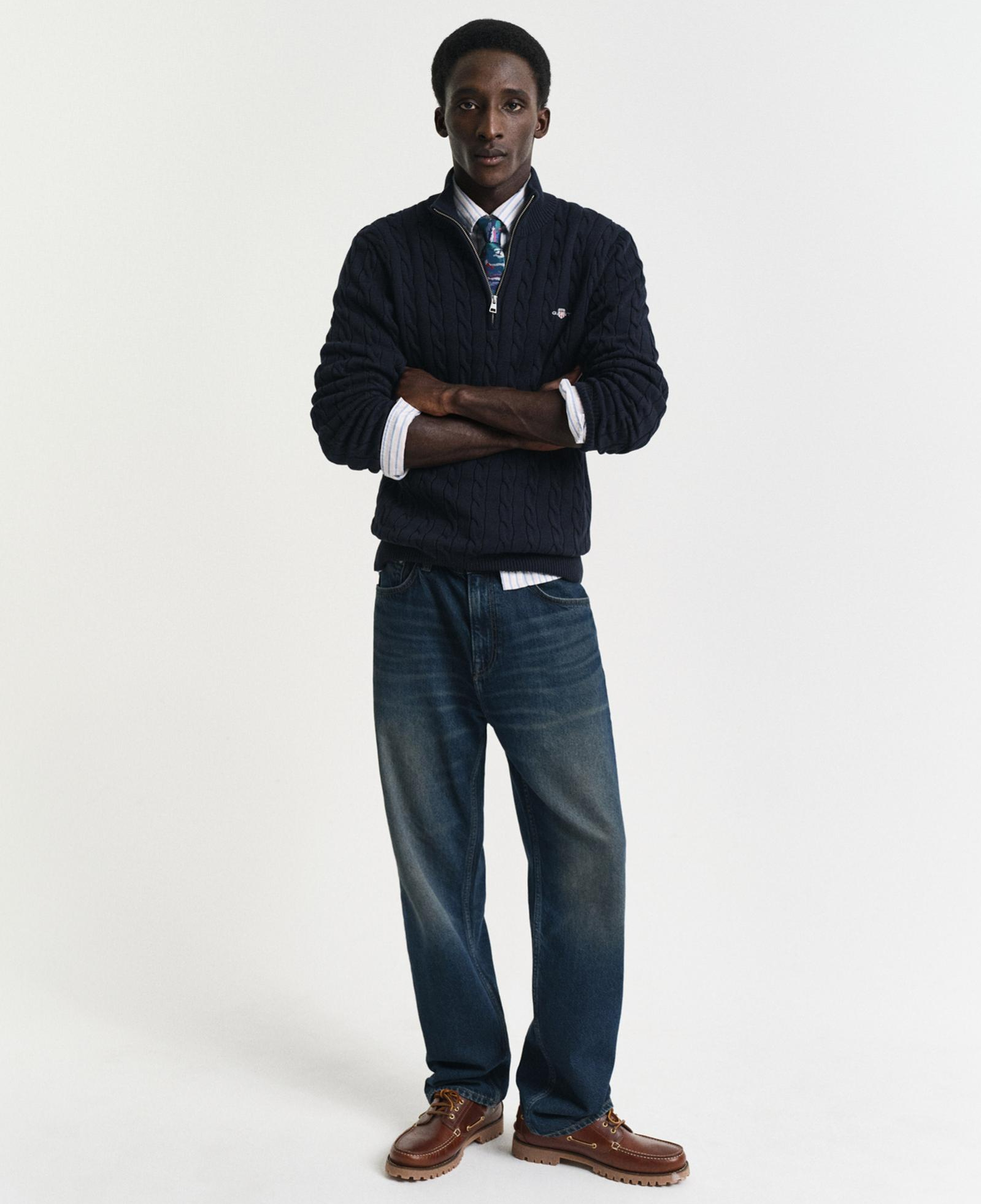 GANT Erkek Lacivert Regular Fit Örgü Kazak