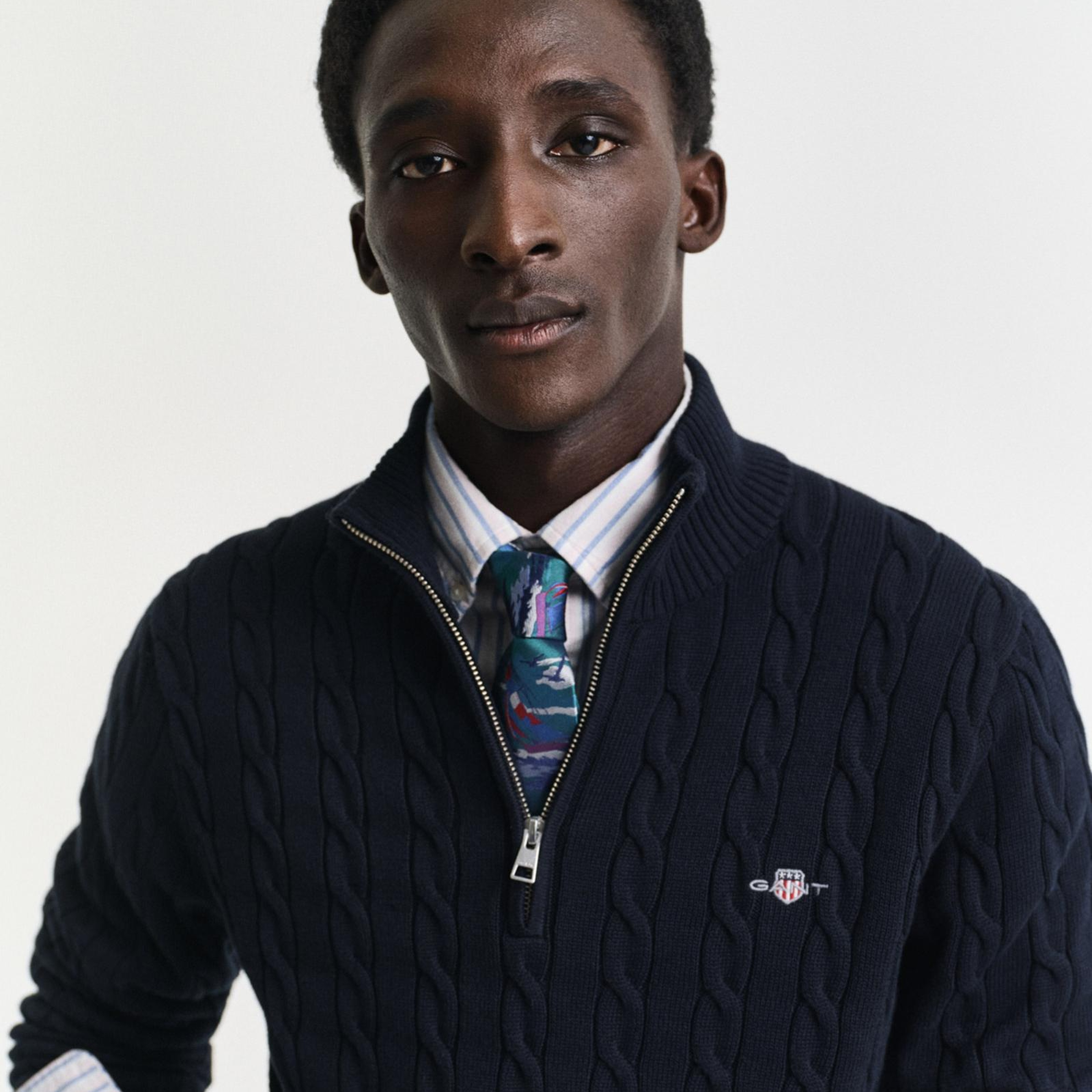 GANT Erkek Lacivert Regular Fit Örgü Kazak