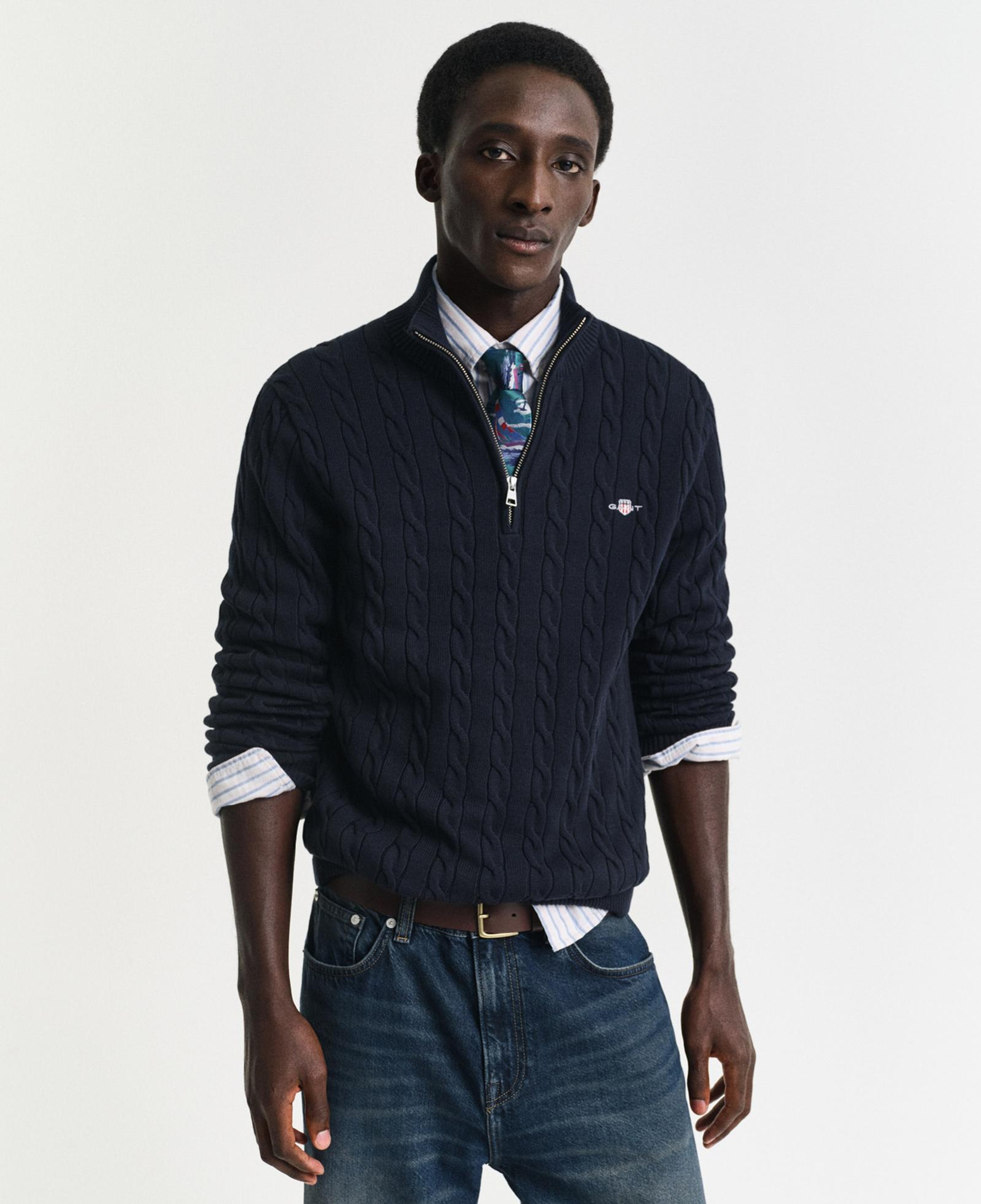 GANT Erkek Lacivert Regular Fit Örgü Kazak