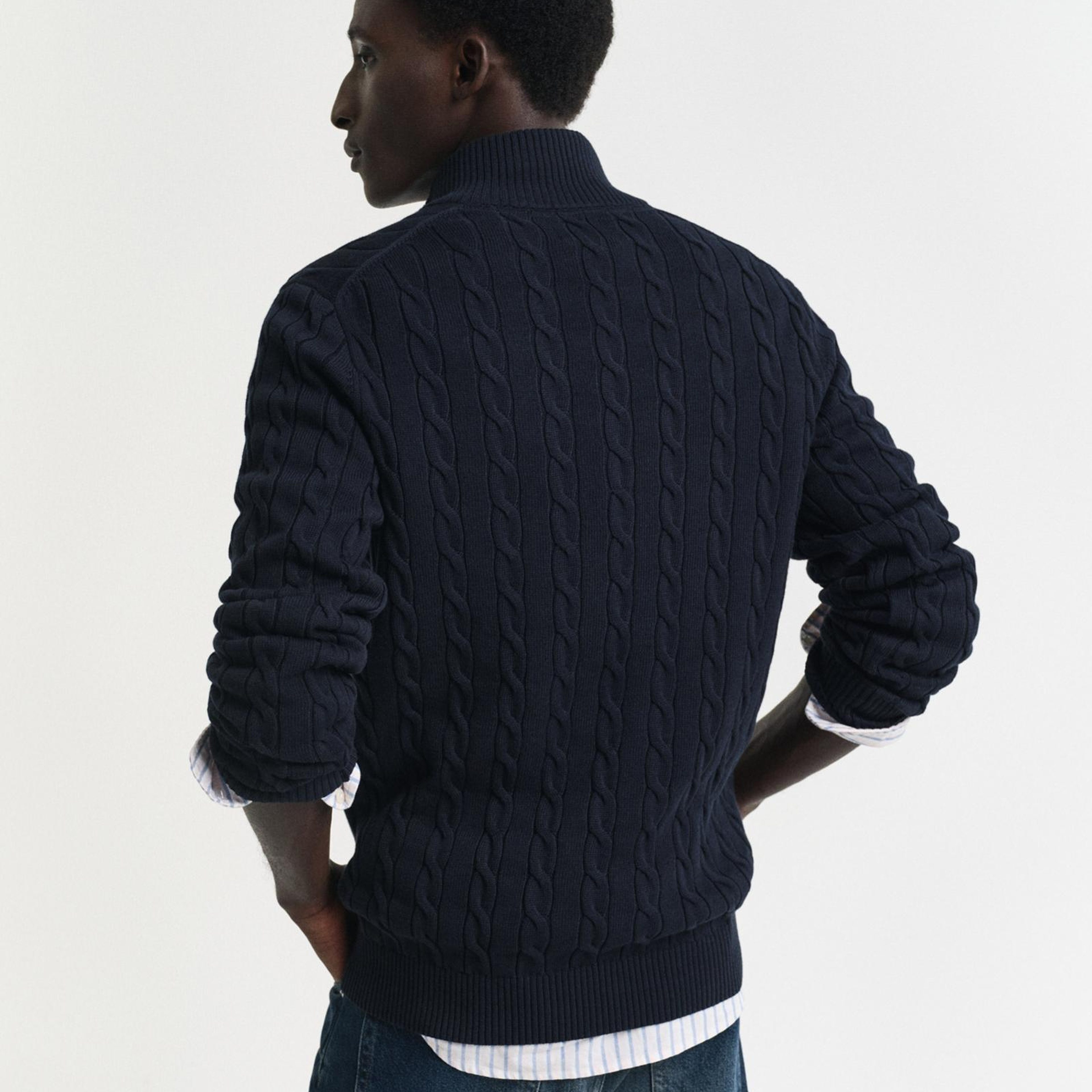 GANT Erkek Lacivert Regular Fit Örgü Kazak