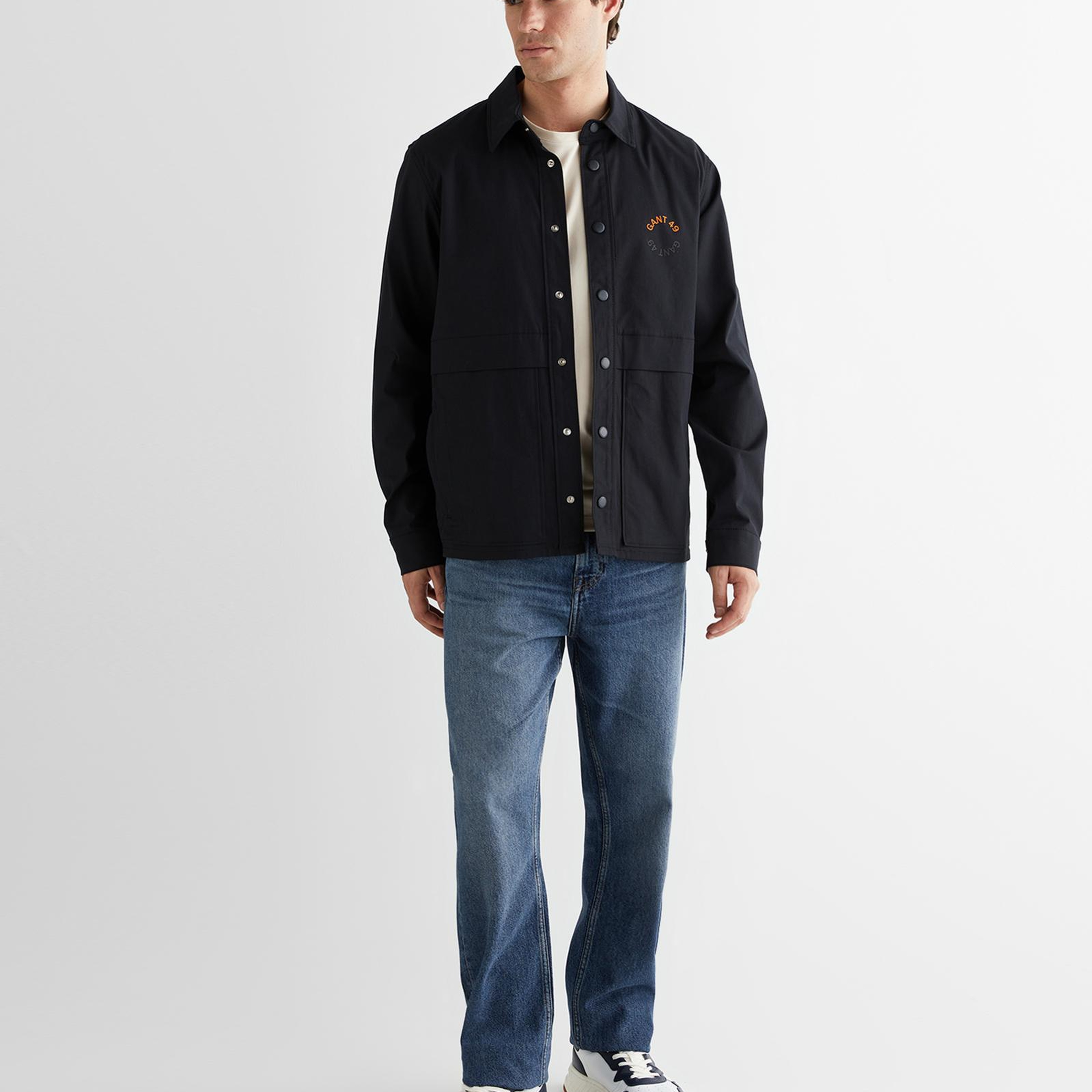 GANT Erkek Siyah Relaxed Fit Gömlek Yaka Logolu Ceket