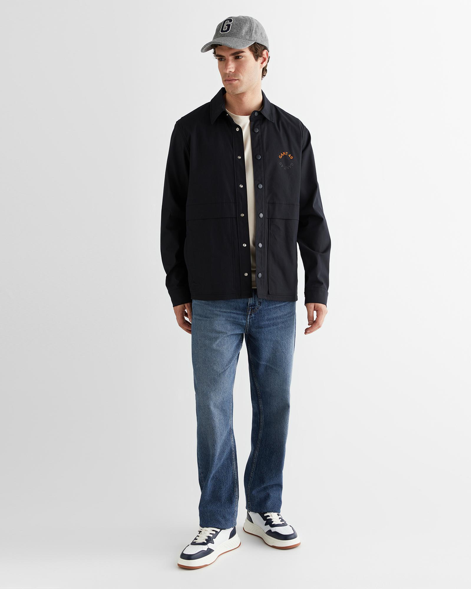 GANT Erkek Siyah Relaxed Fit Gömlek Yaka Logolu Ceket