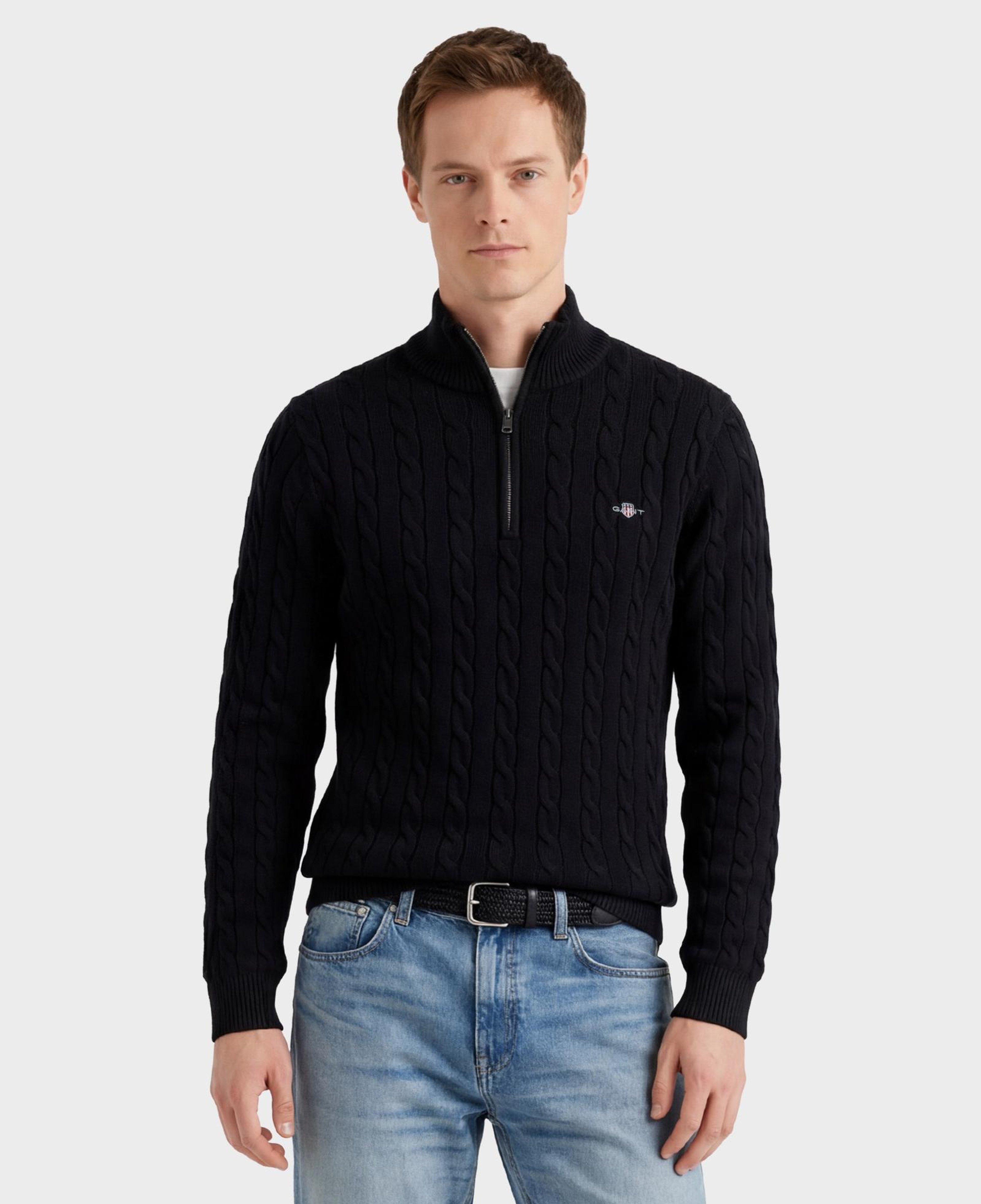 GANT Erkek Siyah Regular Fit Örgü Kazak