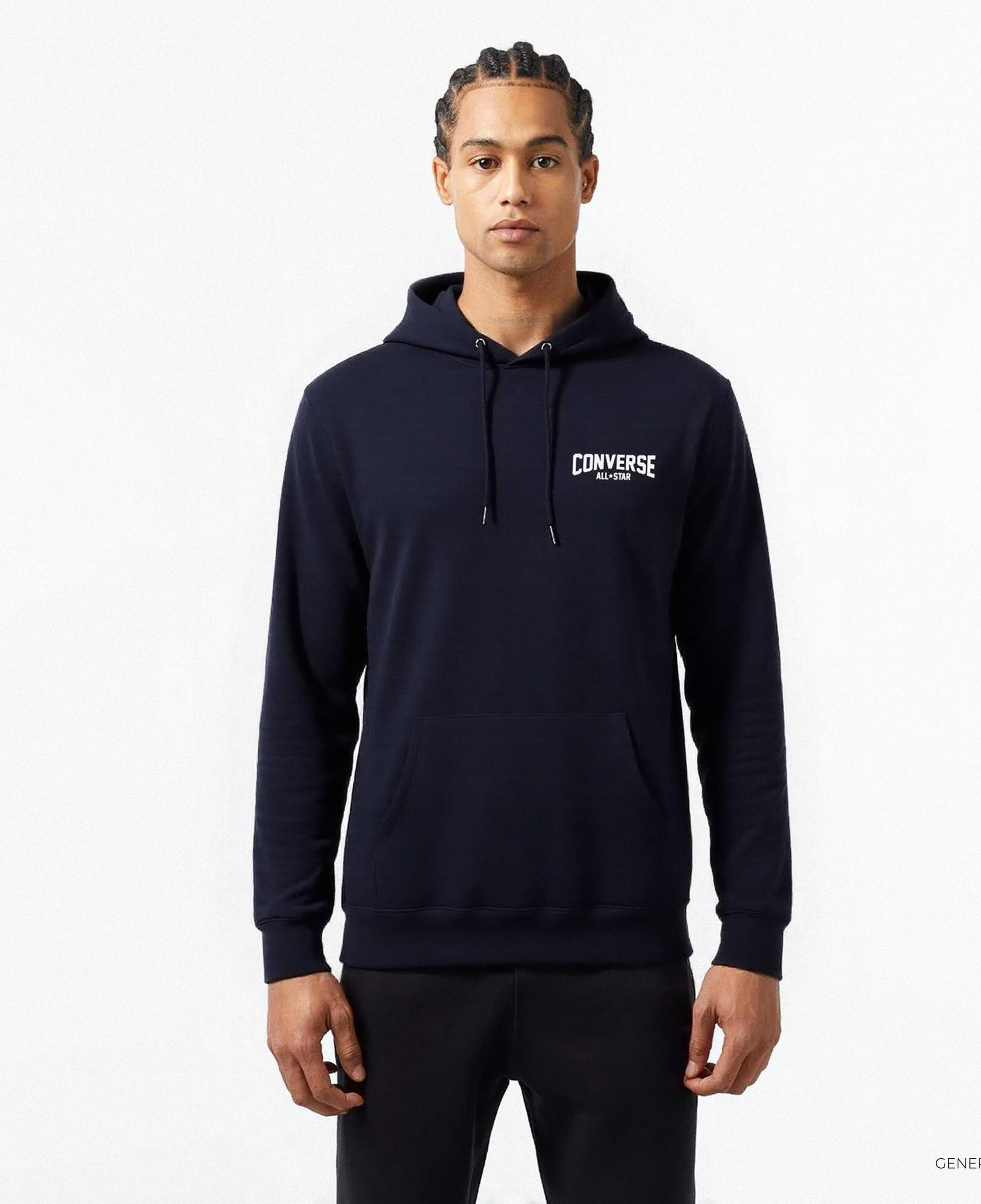 Converse Classic Erkek Grafik Baskılı Siyah Hoodie