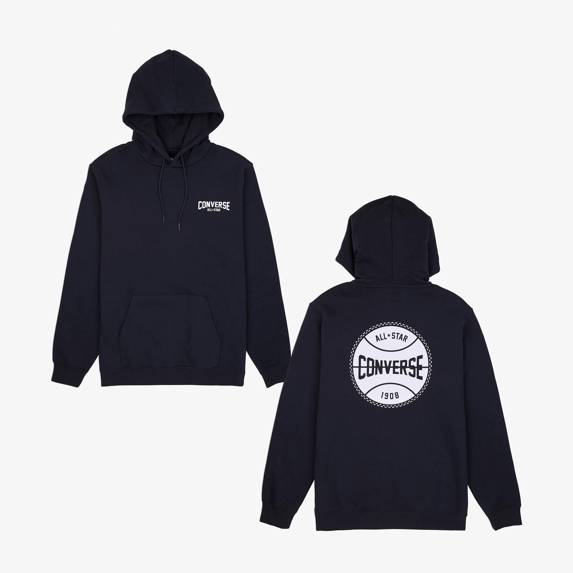 Converse Classic Erkek Grafik Baskılı Siyah Hoodie