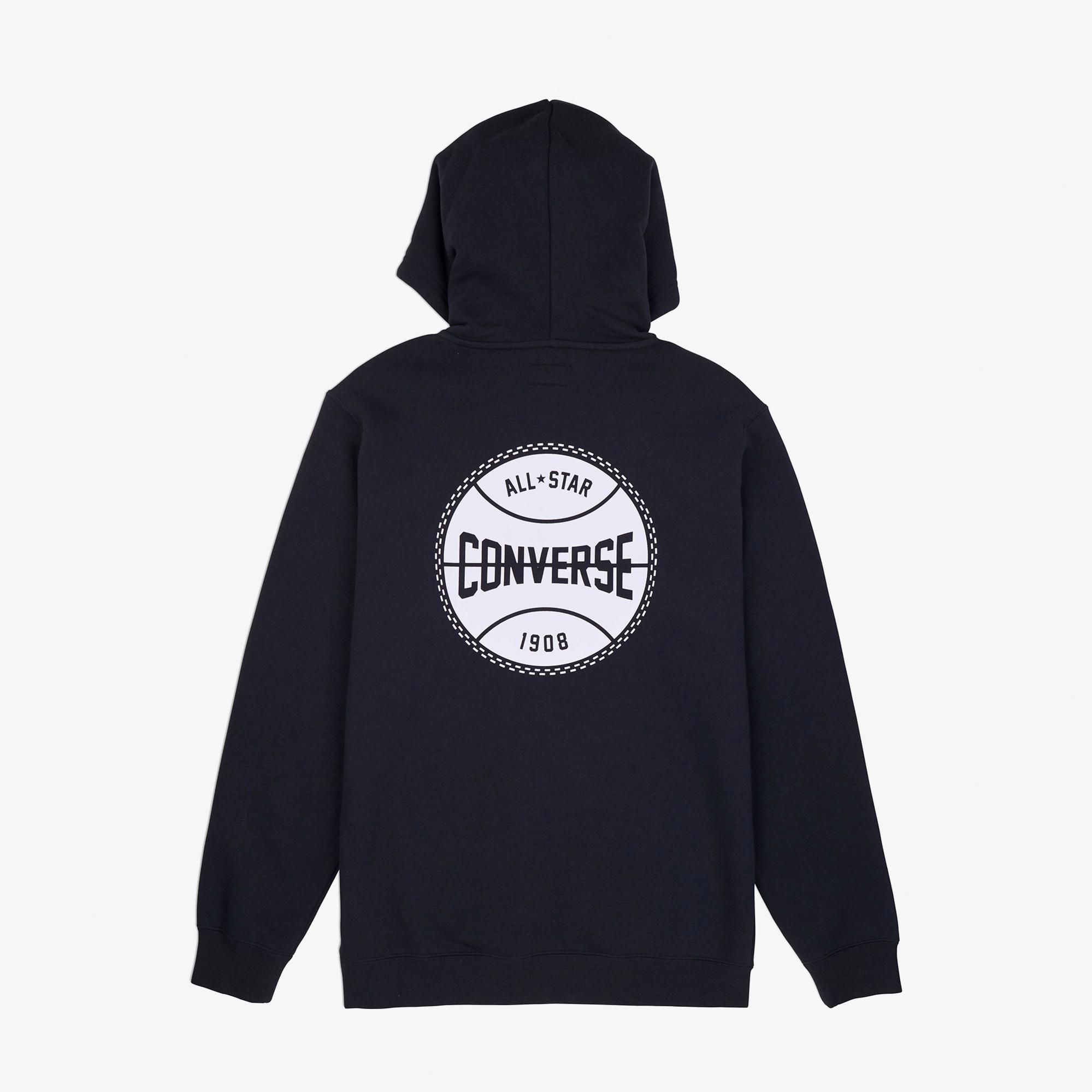 Converse Classic Erkek Grafik Baskılı Siyah Hoodie