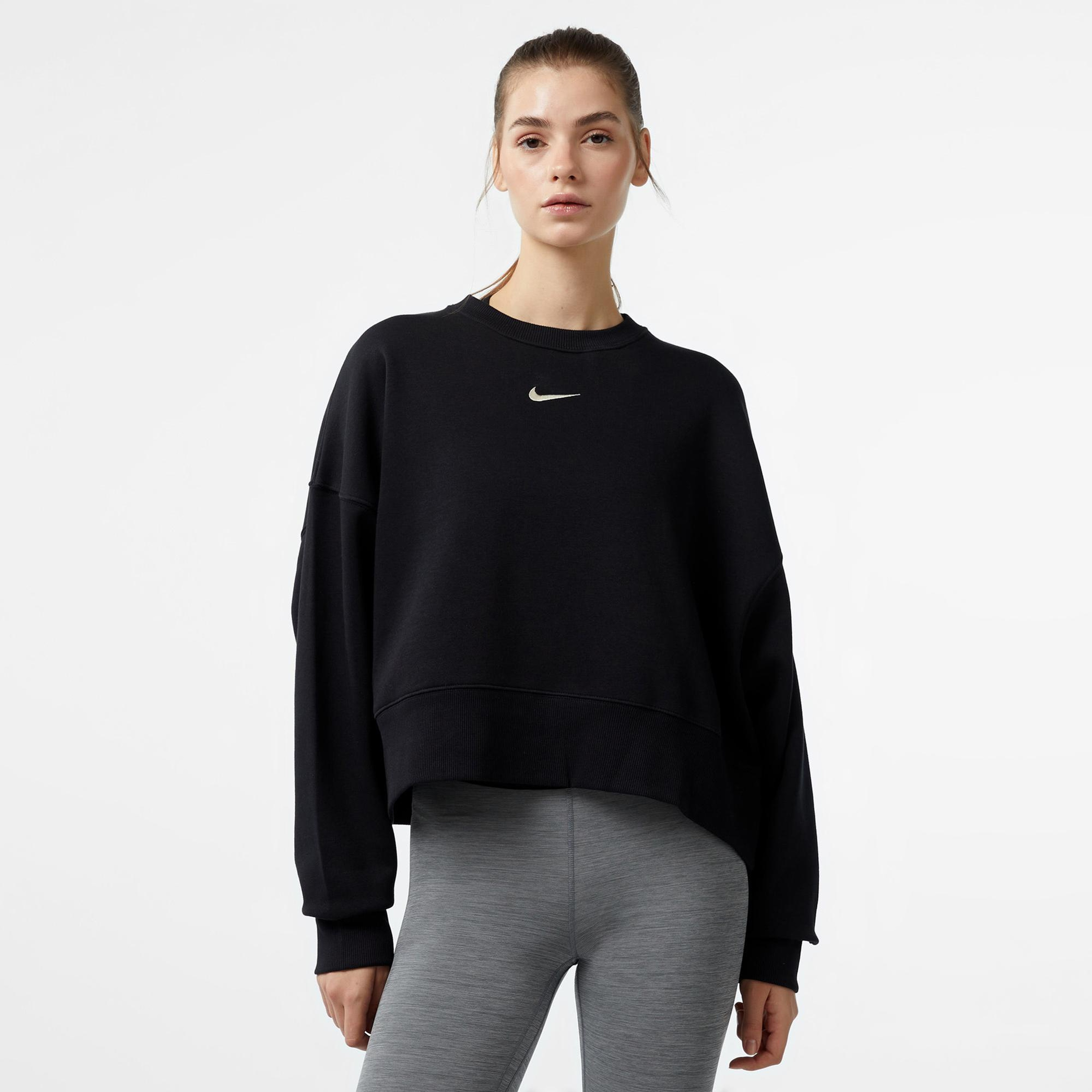 Nike Sportswear Phoenix Fleece Oversize Crew Kadın Siyah Sweatshirt